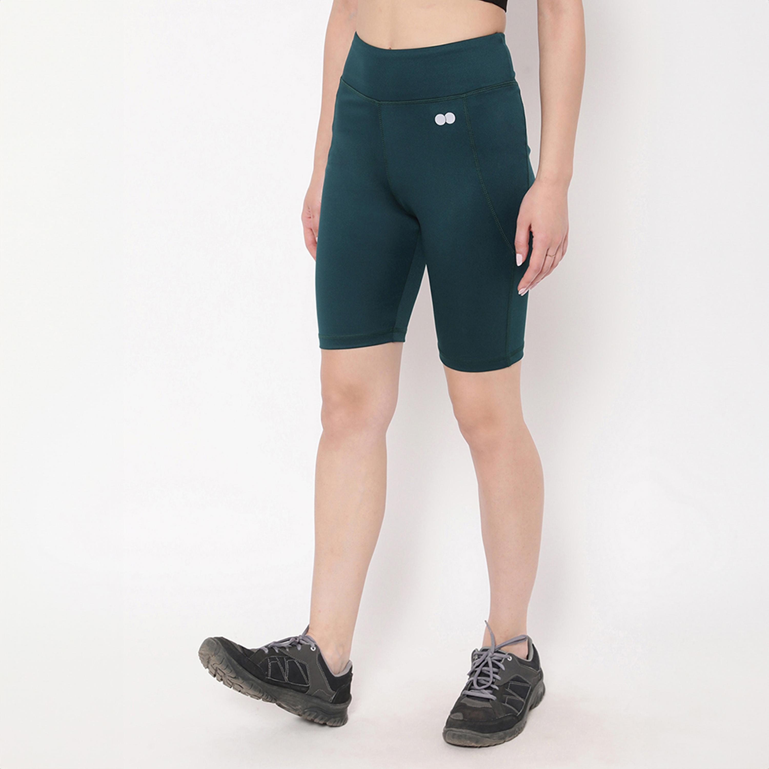 شورت ركوب دراجات بخصر مرتفع مع جيب جانبي - أخضر مائي من كلوفيا-women-clothing-sportswearandactivewear-bottoms-athleticskirtsandshorts-image-4