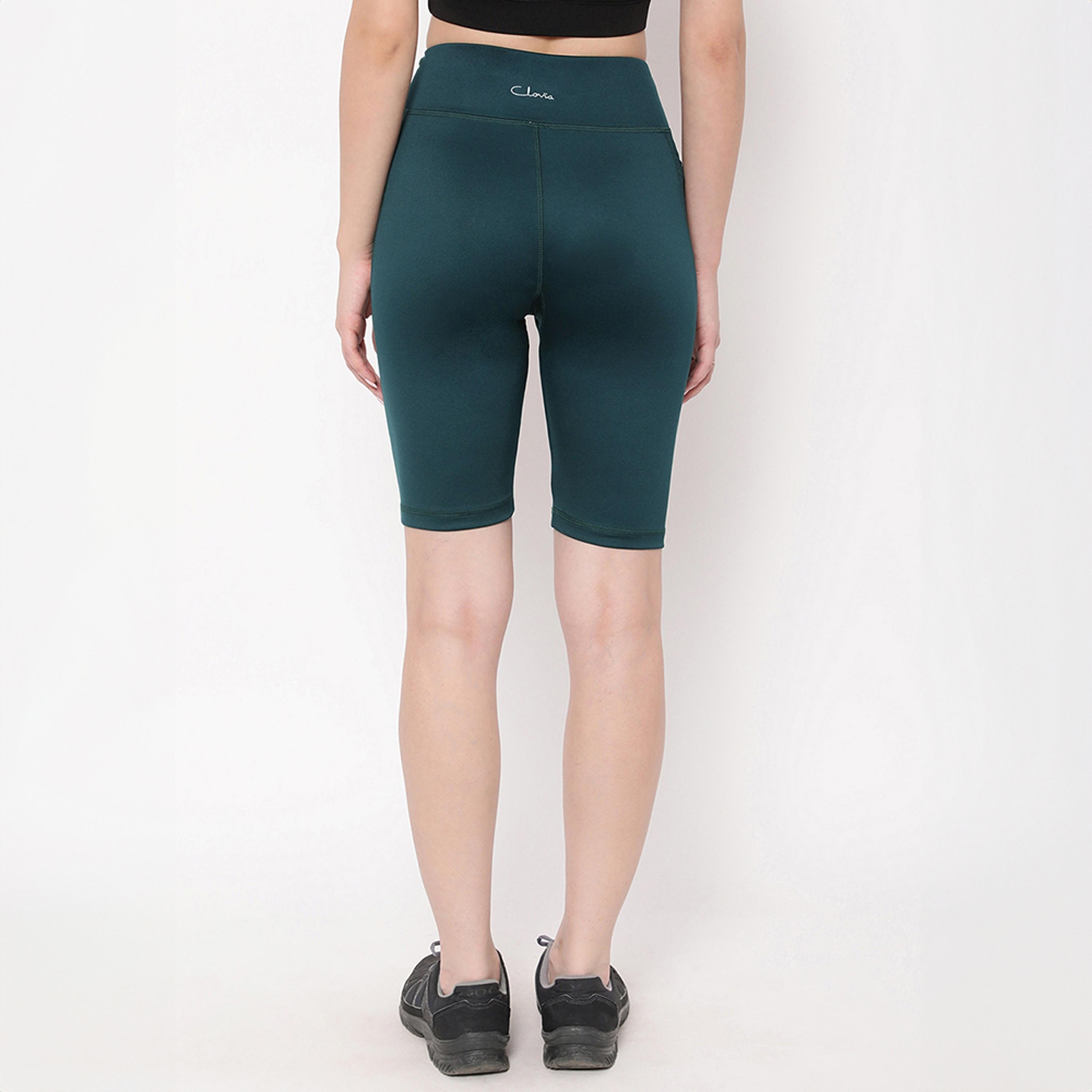 شورت ركوب دراجات بخصر مرتفع مع جيب جانبي - أخضر مائي من كلوفيا-women-clothing-sportswearandactivewear-bottoms-athleticskirtsandshorts-image-5