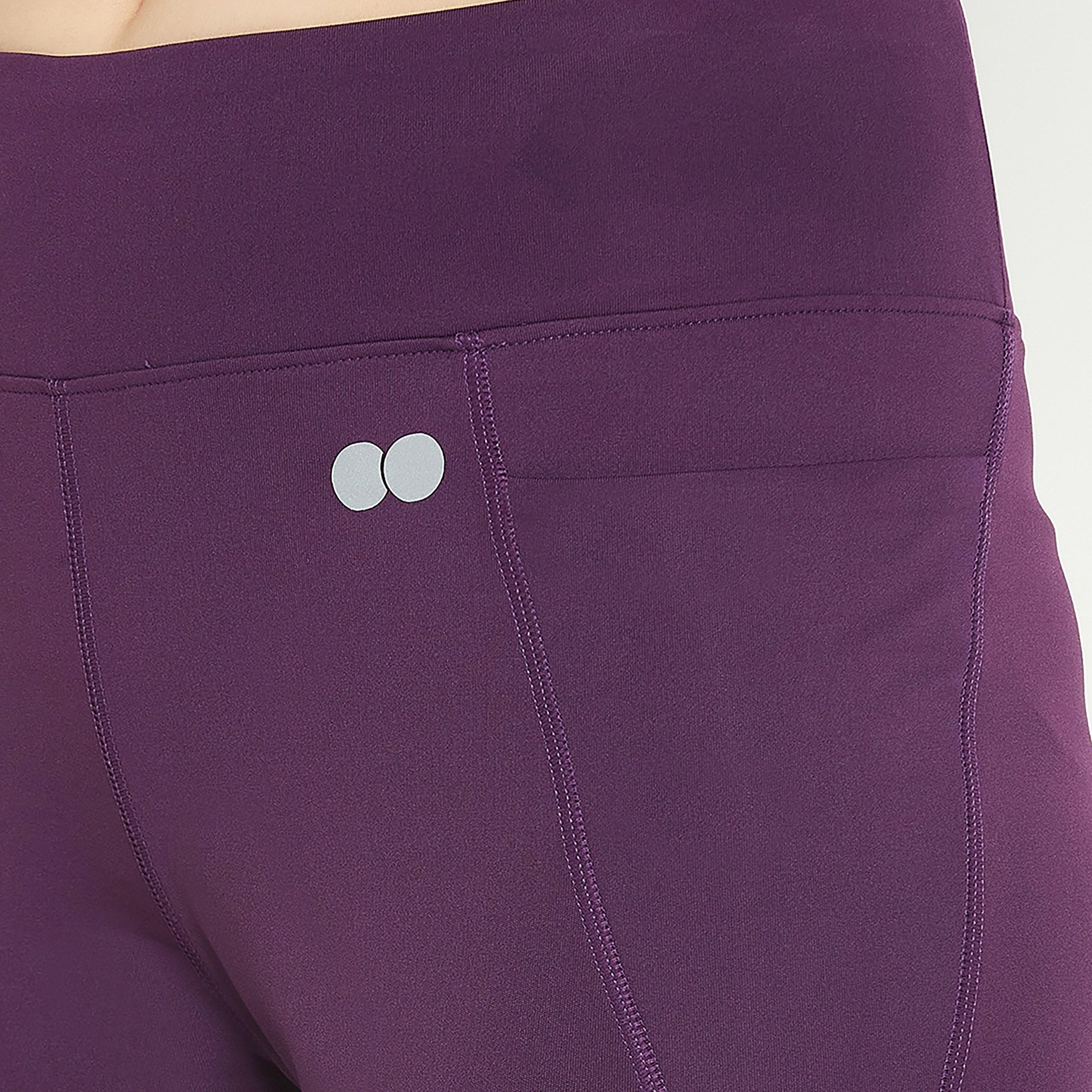 سروال رياضي ضيق بخصر عالٍ وقصة مريحة و4 جيوب - أرجواني من كلوفيا-women-clothing-sportswearandactivewear-bottoms-leggings-image-6