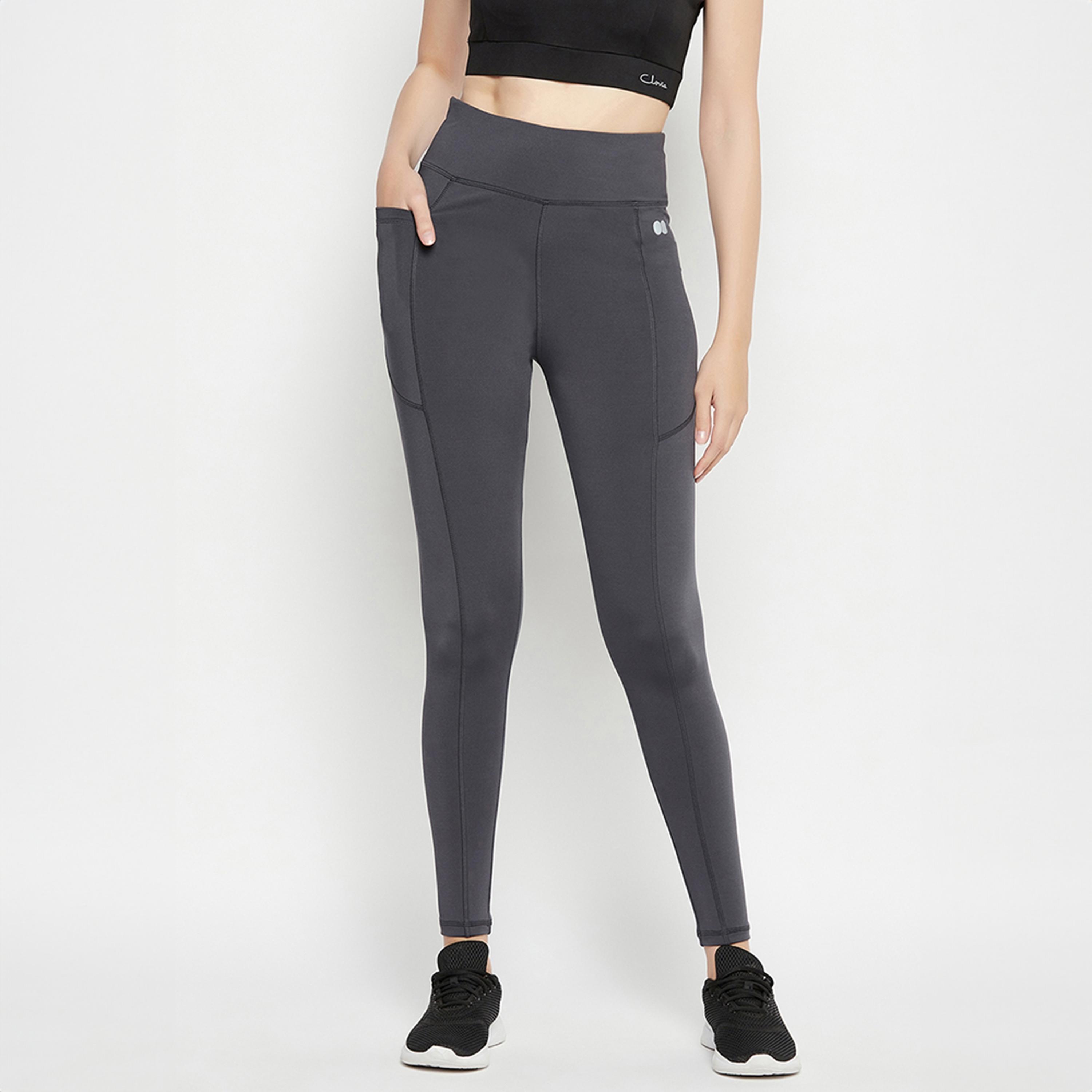 Clovia Snug Fit High-Rise Women's Active Tights in Dark Grey-women-clothing-bottoms-leggings-image-1