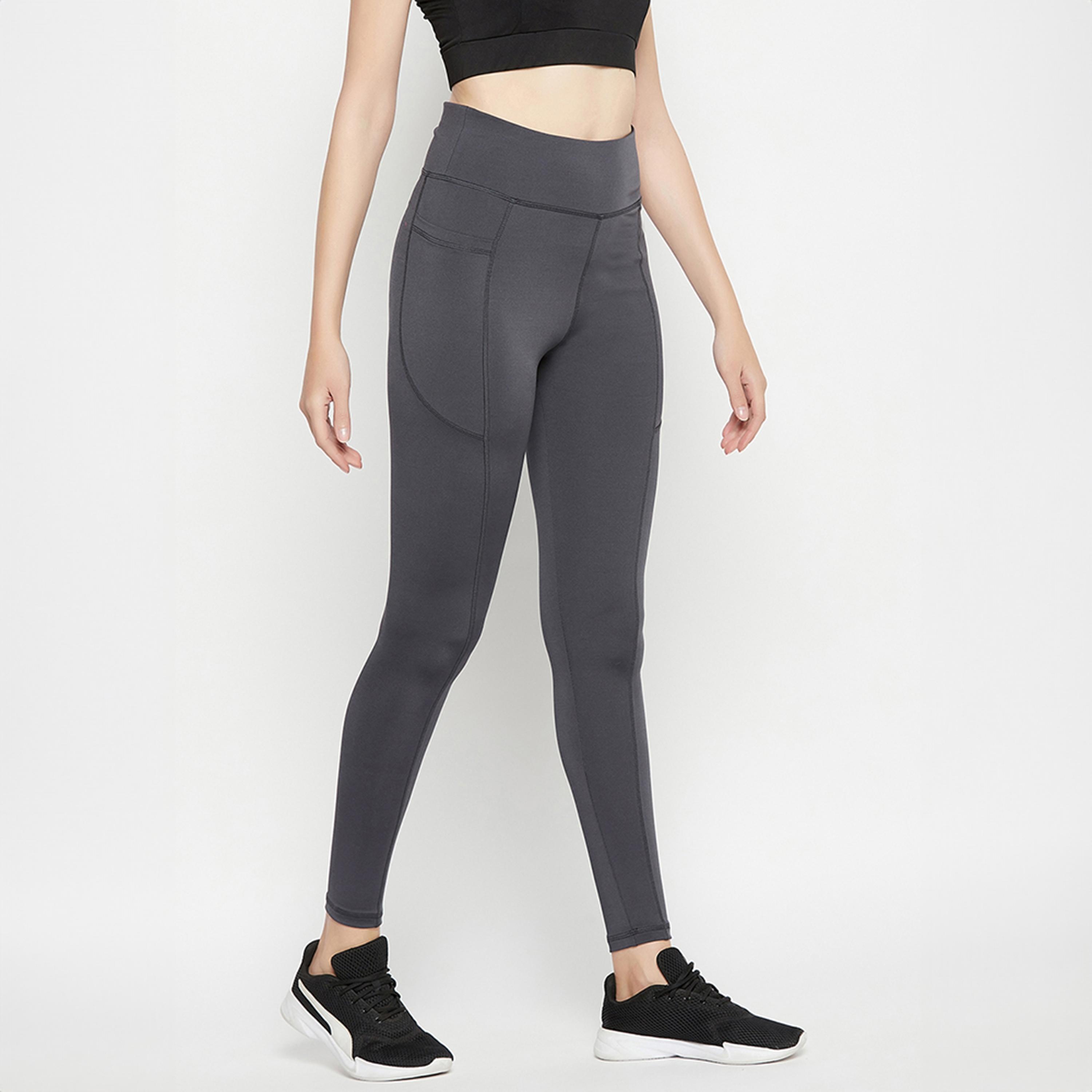 Clovia Snug Fit High-Rise Women's Active Tights in Dark Grey-women-clothing-bottoms-leggings-image-3