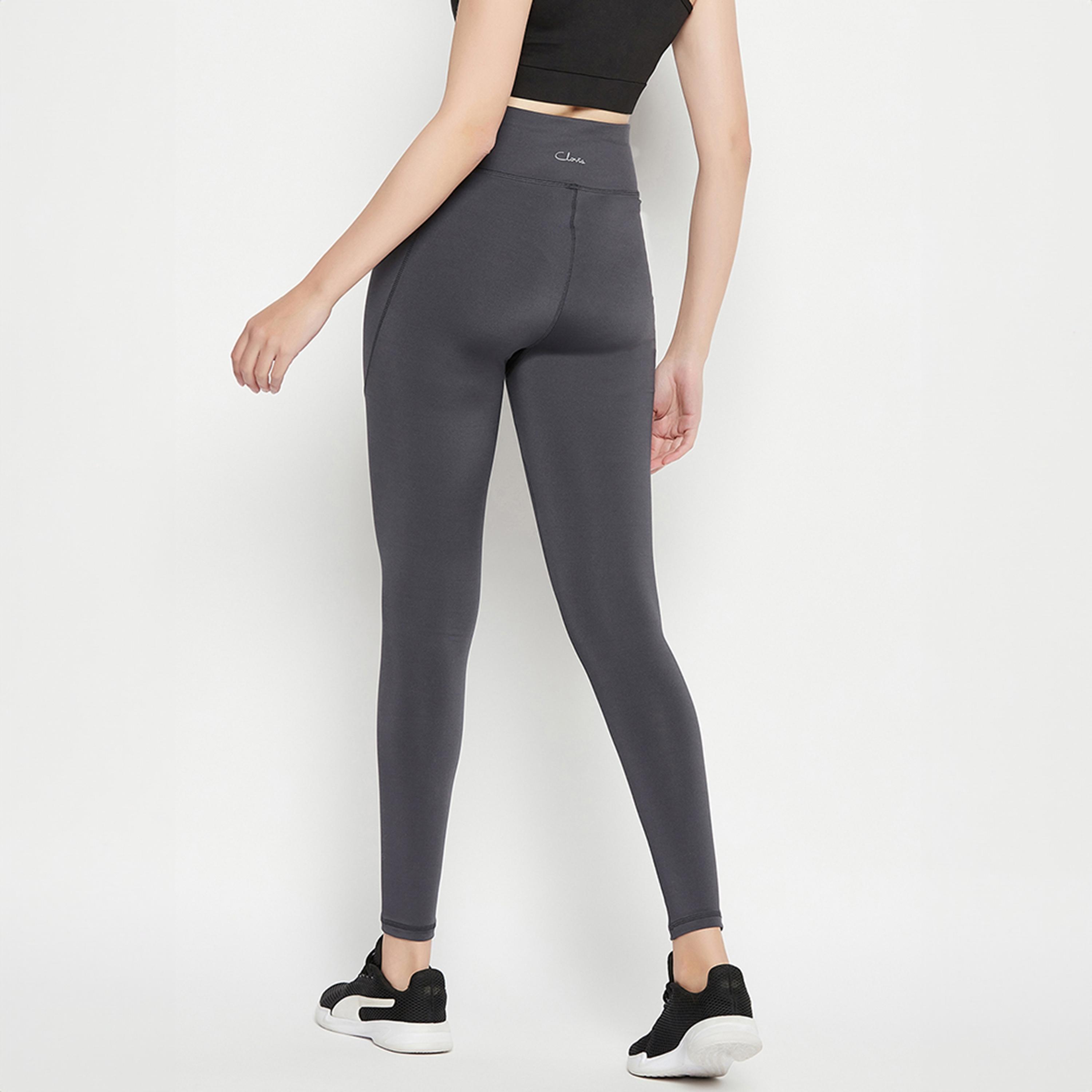 Clovia Snug Fit High-Rise Women's Active Tights in Dark Grey-women-clothing-bottoms-leggings-image-5