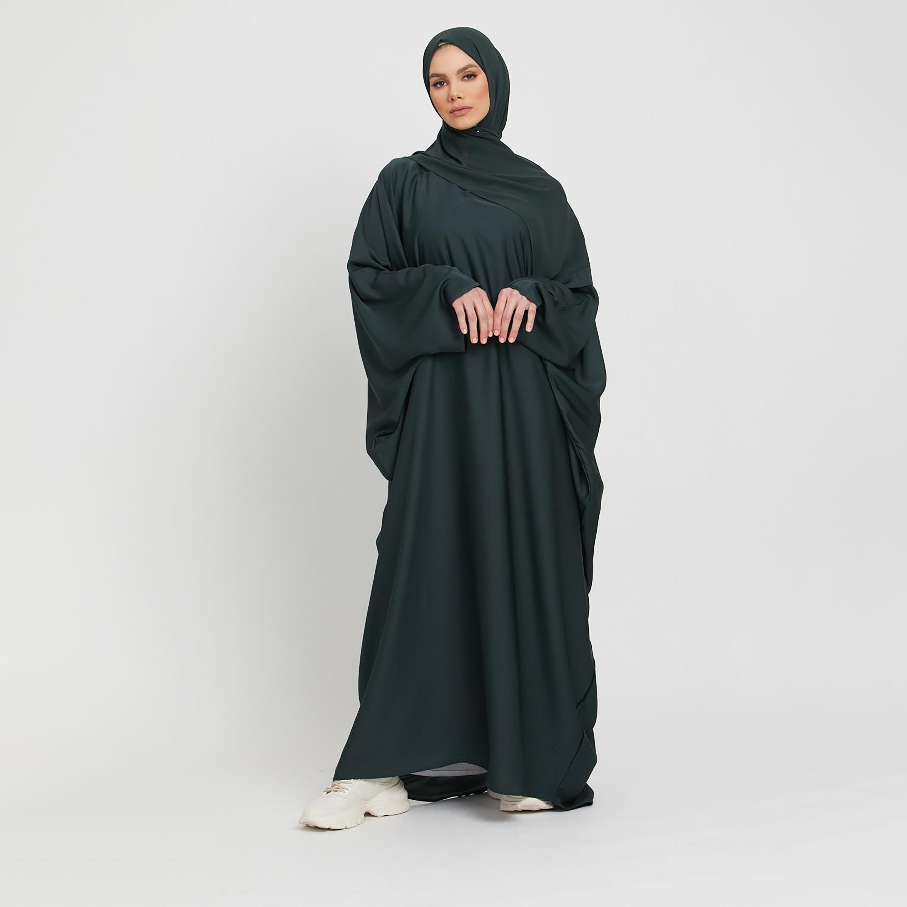 عباية نيدا على شكل فراشة بلون اخضر من نخبه مع حجاب-women-arabicclothing-abayas-image-1
