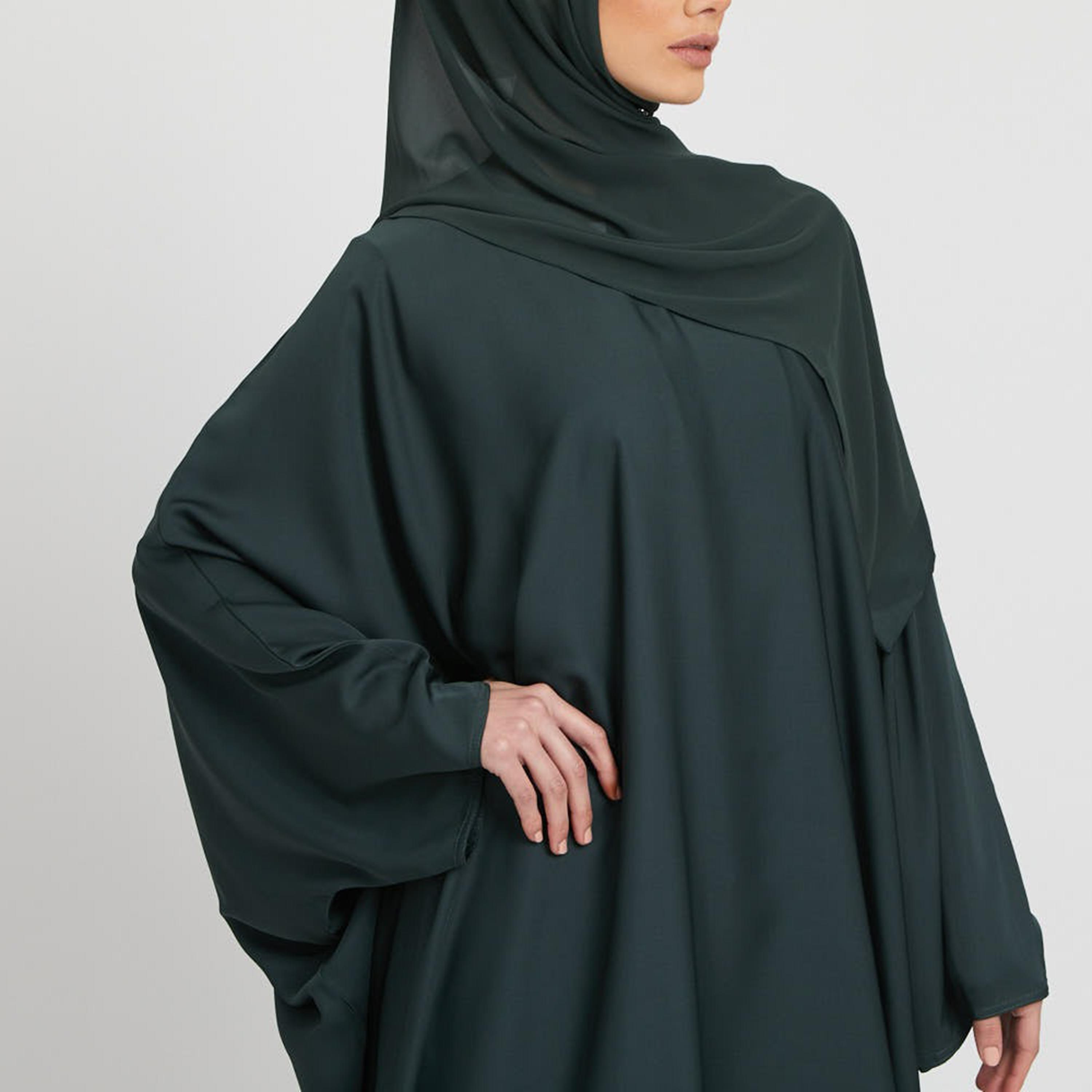 عباية نيدا على شكل فراشة بلون اخضر من نخبه مع حجاب-women-arabicclothing-abayas-image-2