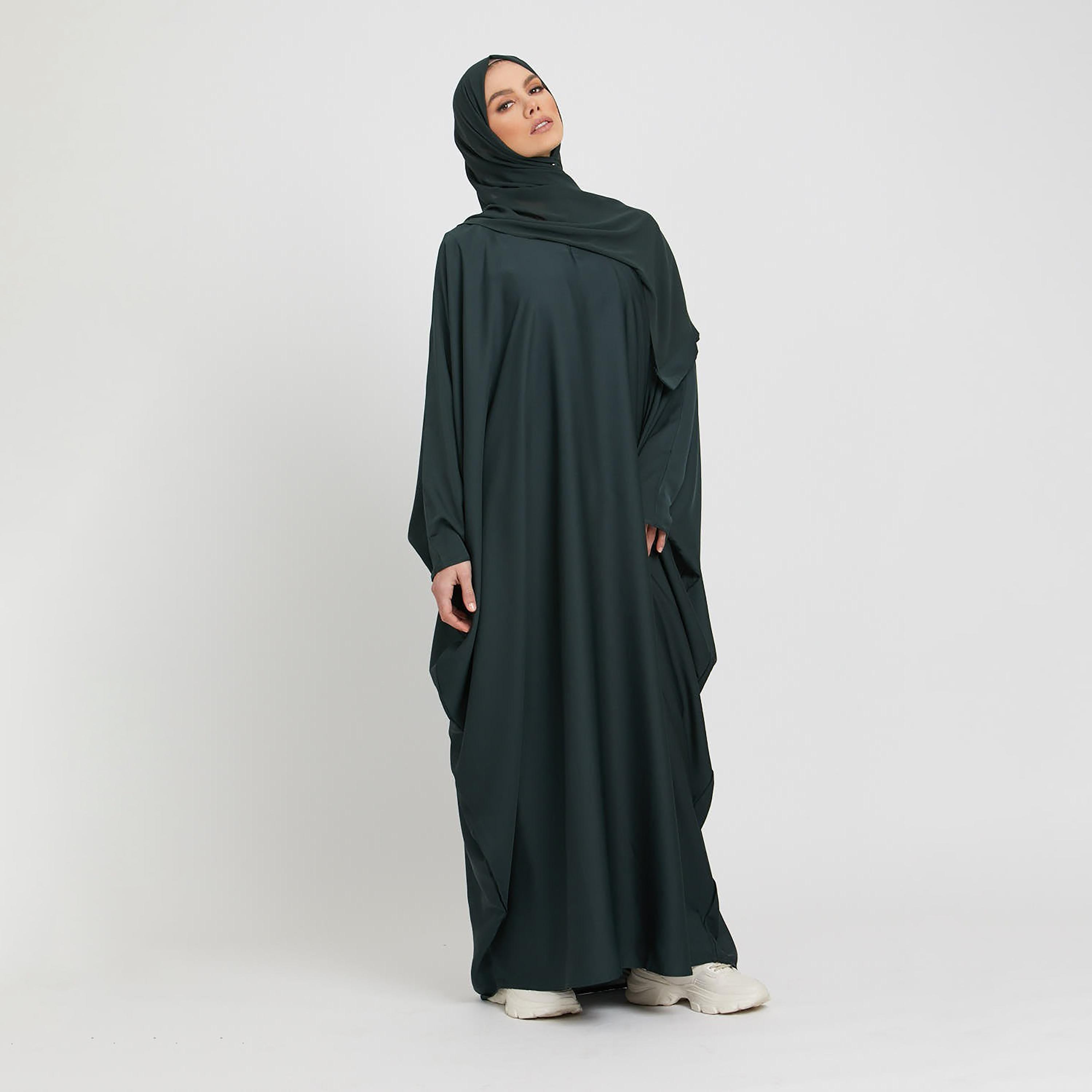 عباية نيدا على شكل فراشة بلون اخضر من نخبه مع حجاب-women-arabicclothing-abayas-image-4