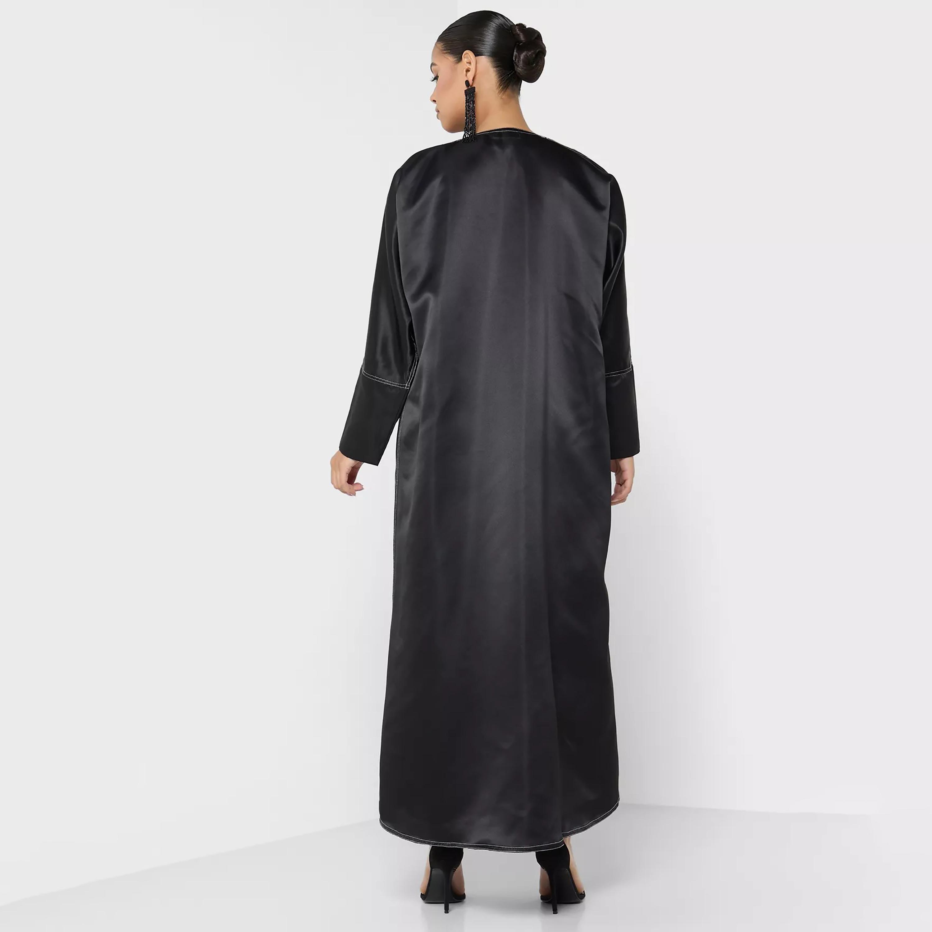 Nukhbaa Colour Block Abaya with Hijab-women-arabicclothing-abayas-image-4