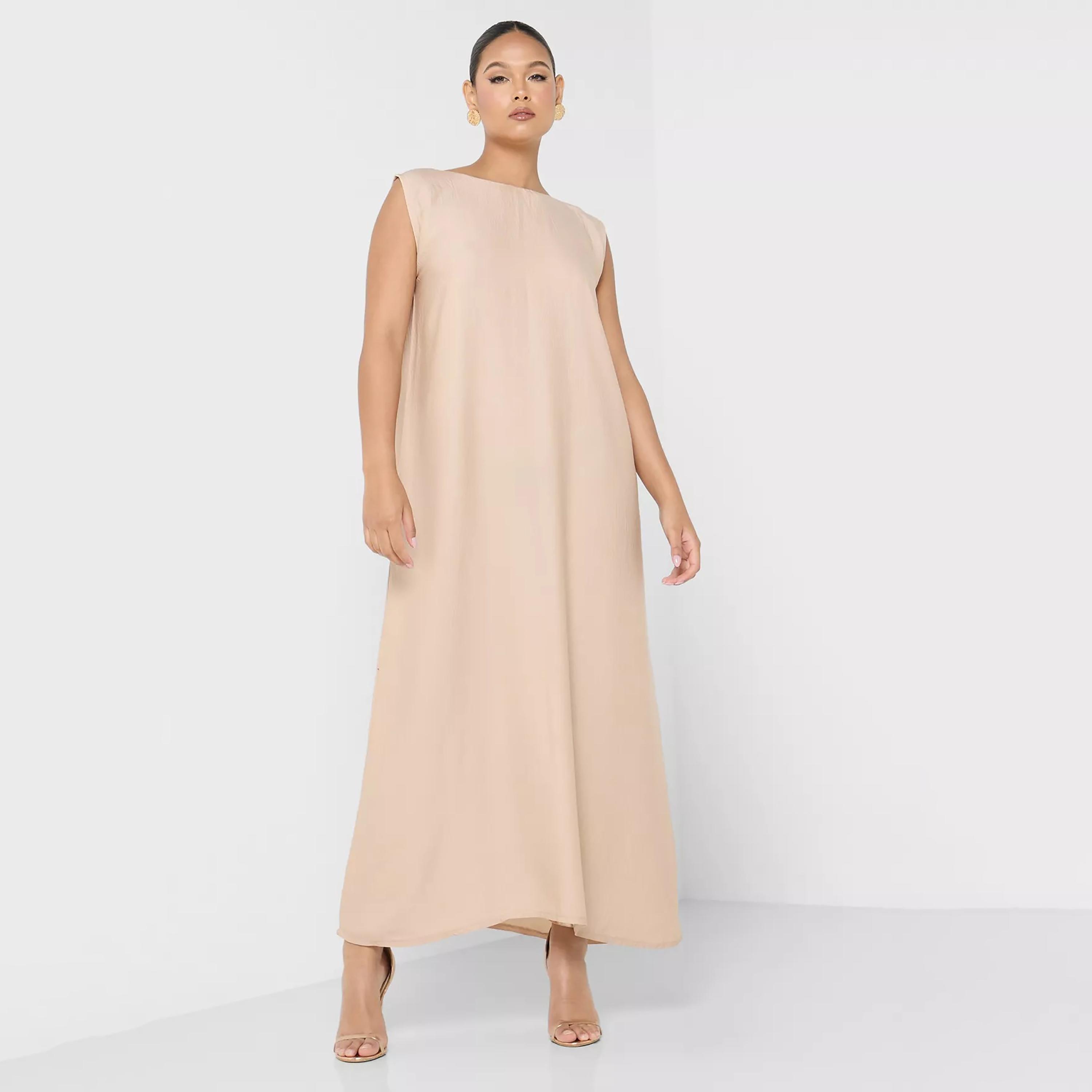 Nukhbaa Textured Tie Belt Abaya with Inner Dress and Hijab-women-arabicclothing-abayas-image-3