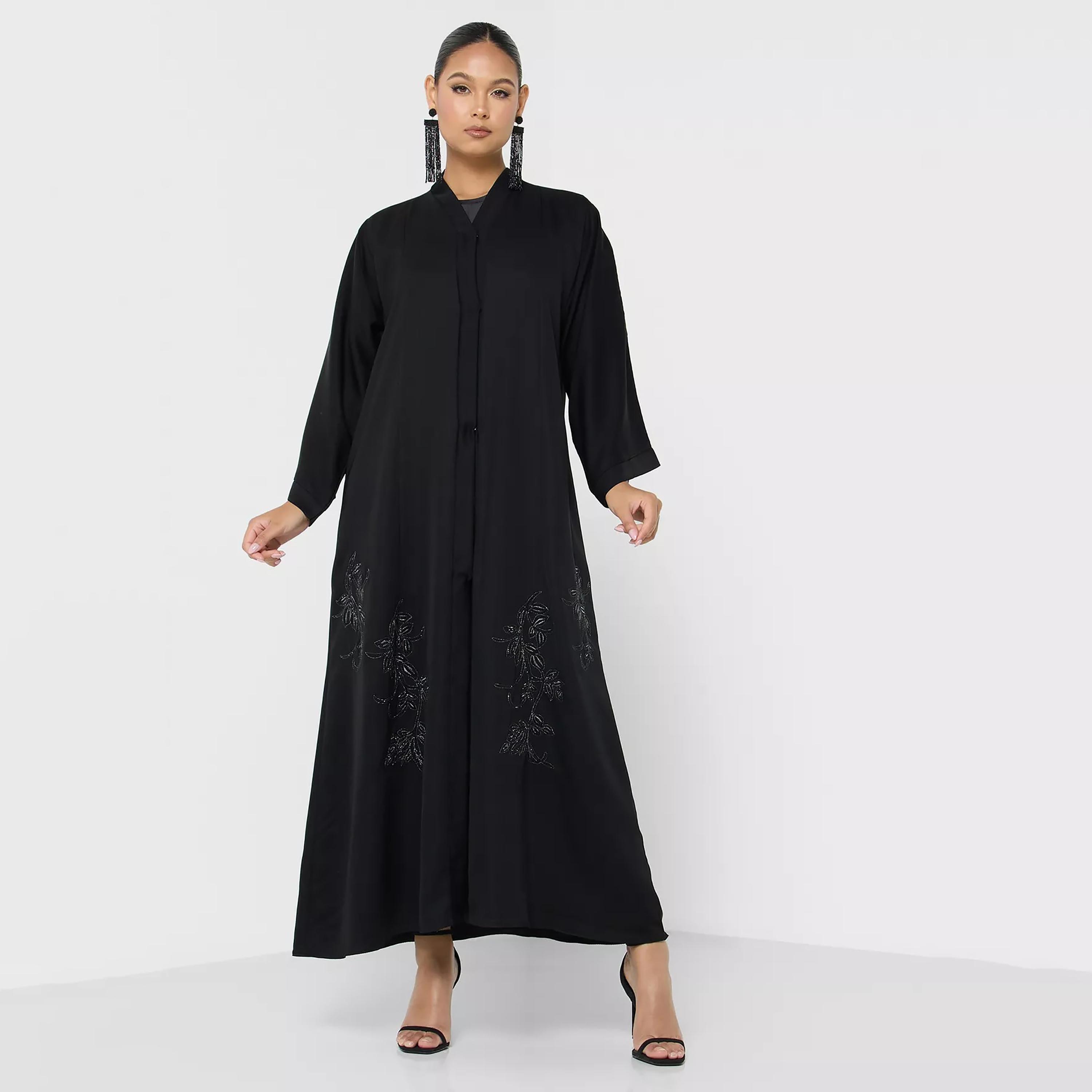 Nukhbaa Embellished Detailed Abaya with Hijab-women-arabicclothing-abayas-image-1