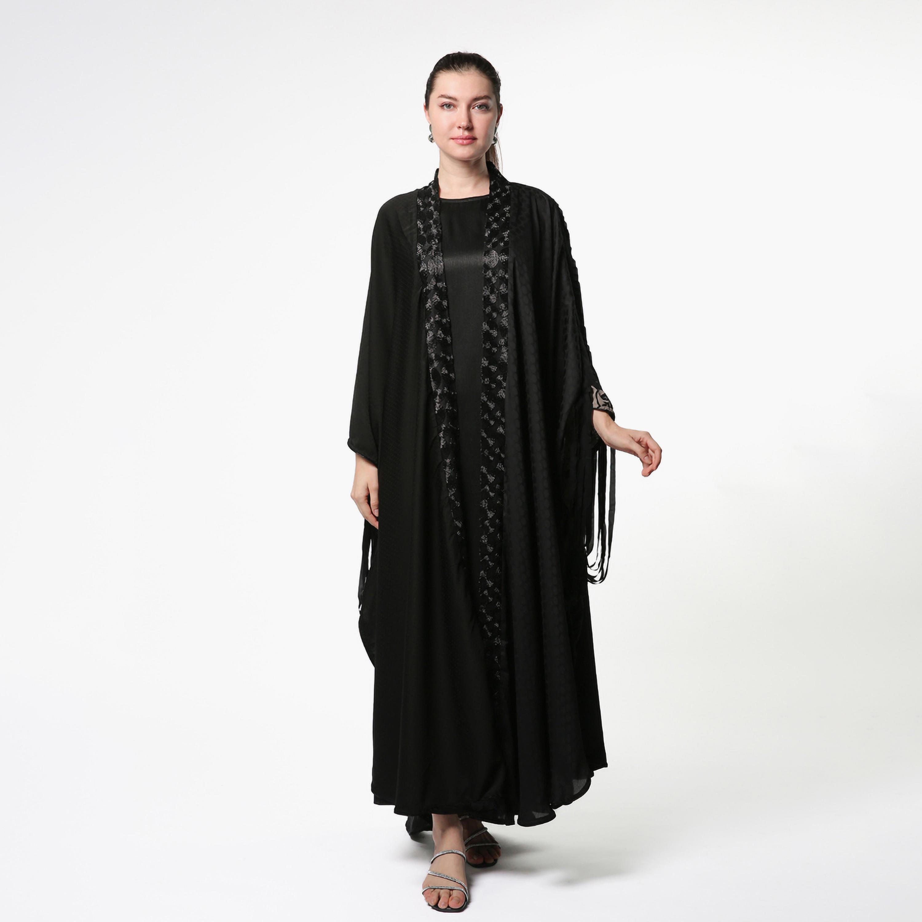 Zahra Line Black Embroidered Women's Abaya-women-arabicclothing-abayas-image-1