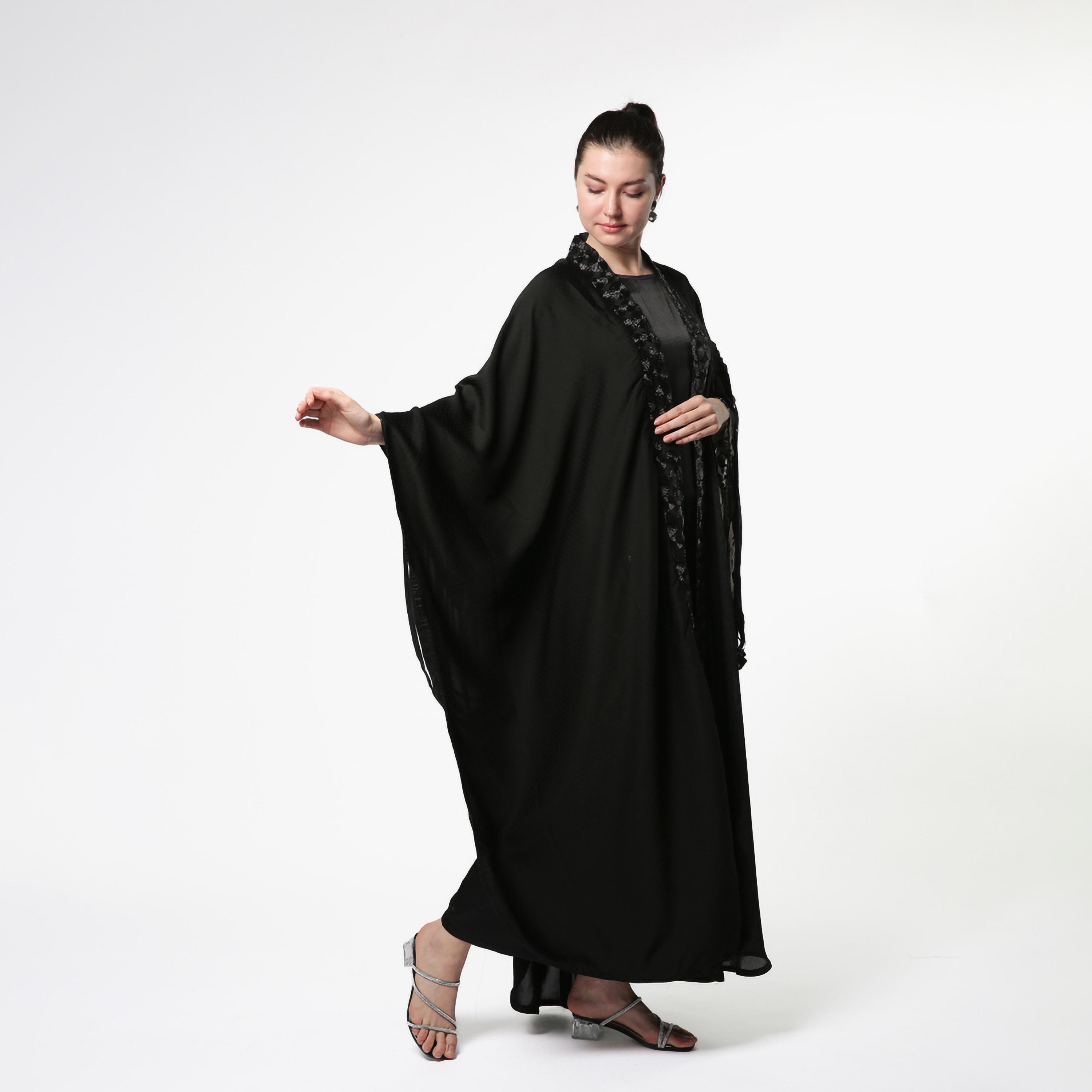 Zahra Line Black Embroidered Women's Abaya-women-arabicclothing-abayas-image-2