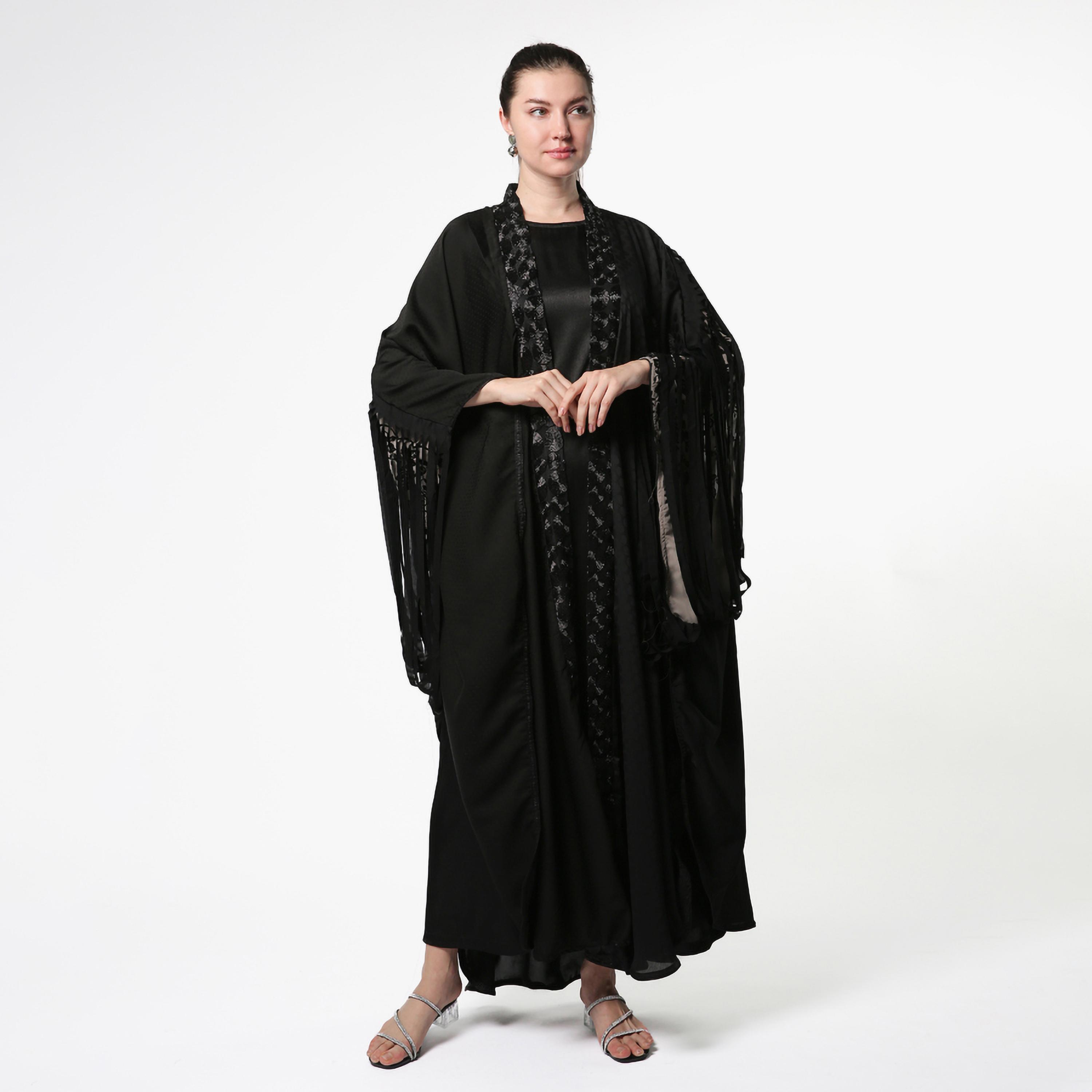 Zahra Line Black Embroidered Women's Abaya-women-arabicclothing-abayas-image-3