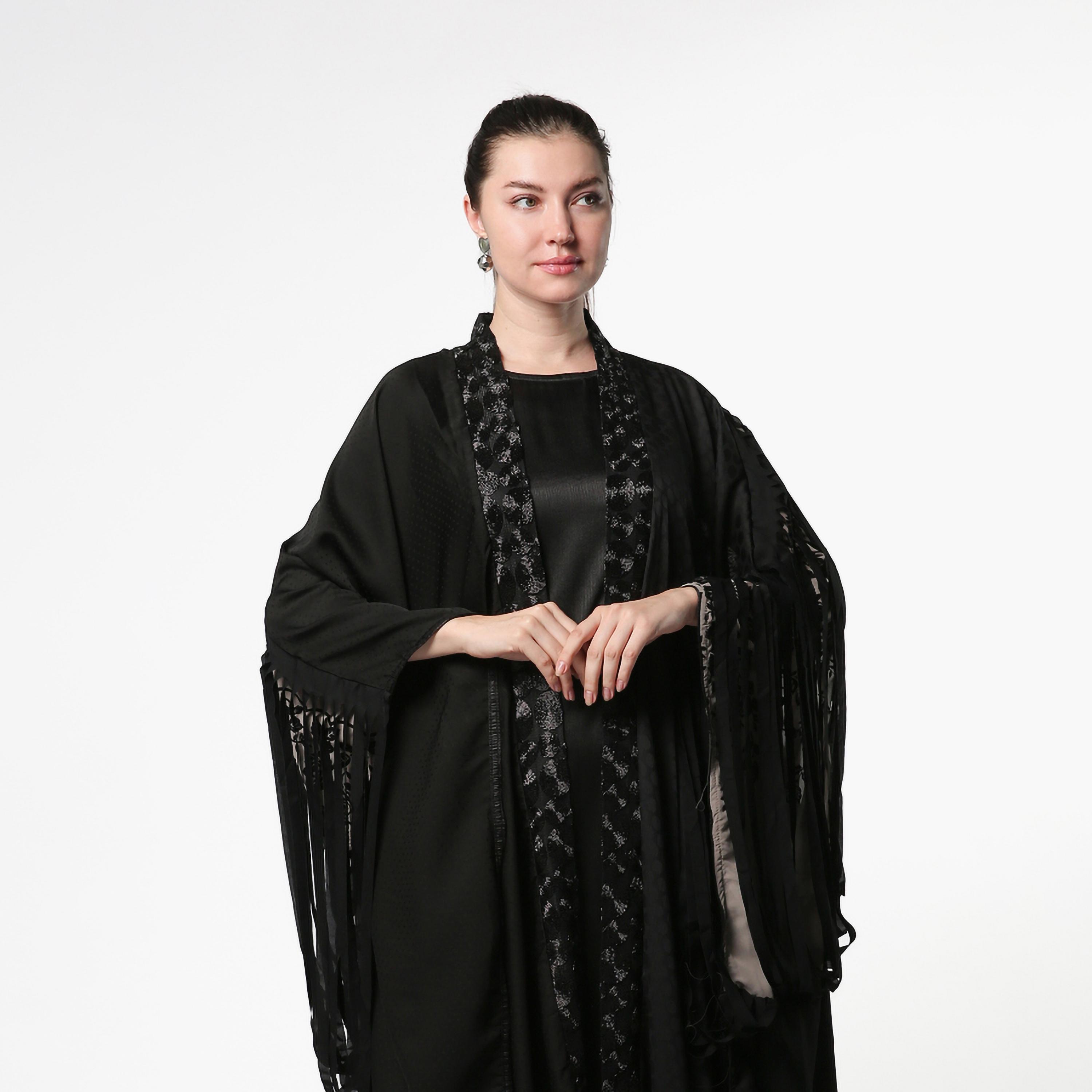 Zahra Line Black Embroidered Women's Abaya-women-arabicclothing-abayas-image-4