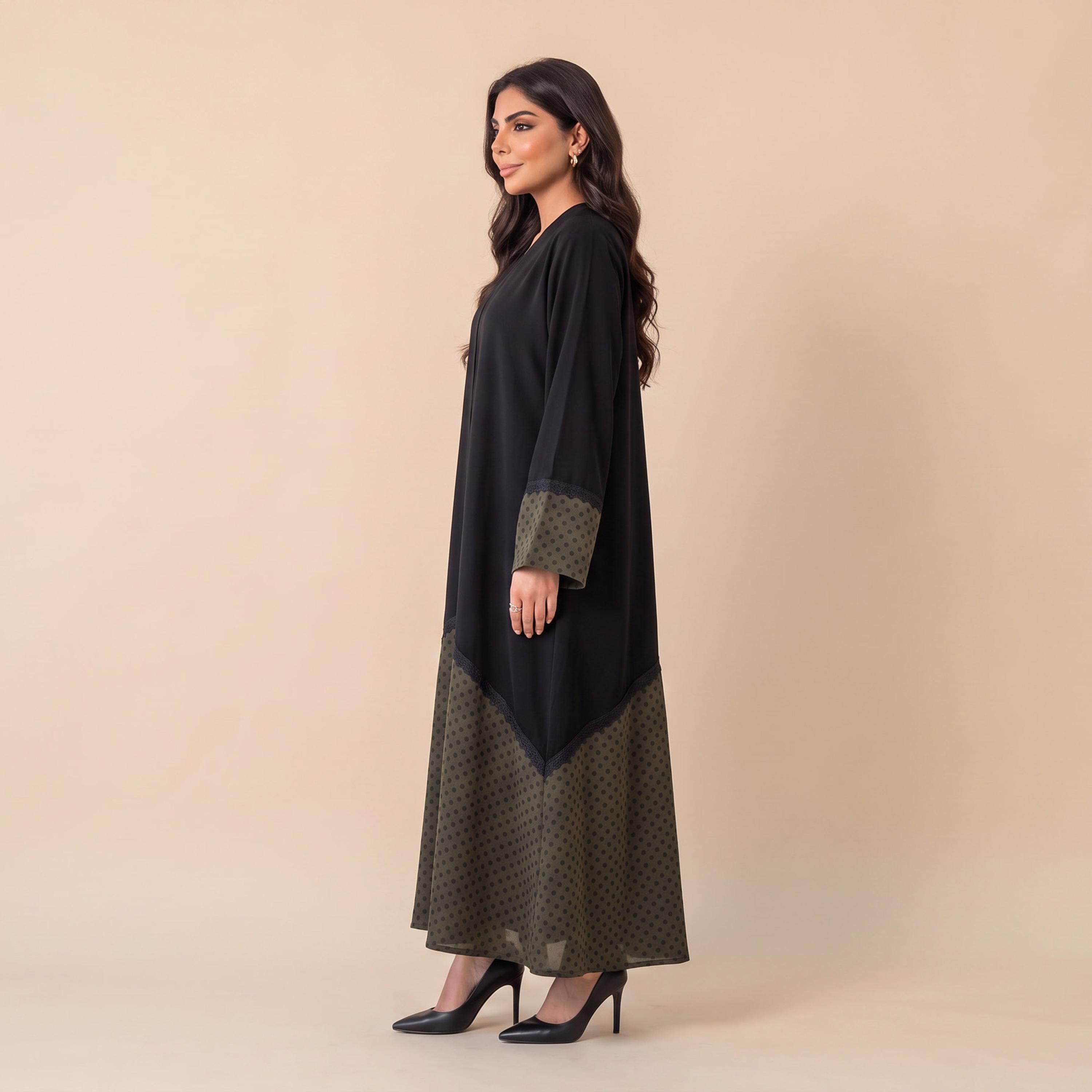 عباية نسائية من إيليغانت حجاب باللون الأسود بنقشة نقاط البولكا من الشيفون مع حجاب-women-arabicclothing-abayas-image-3