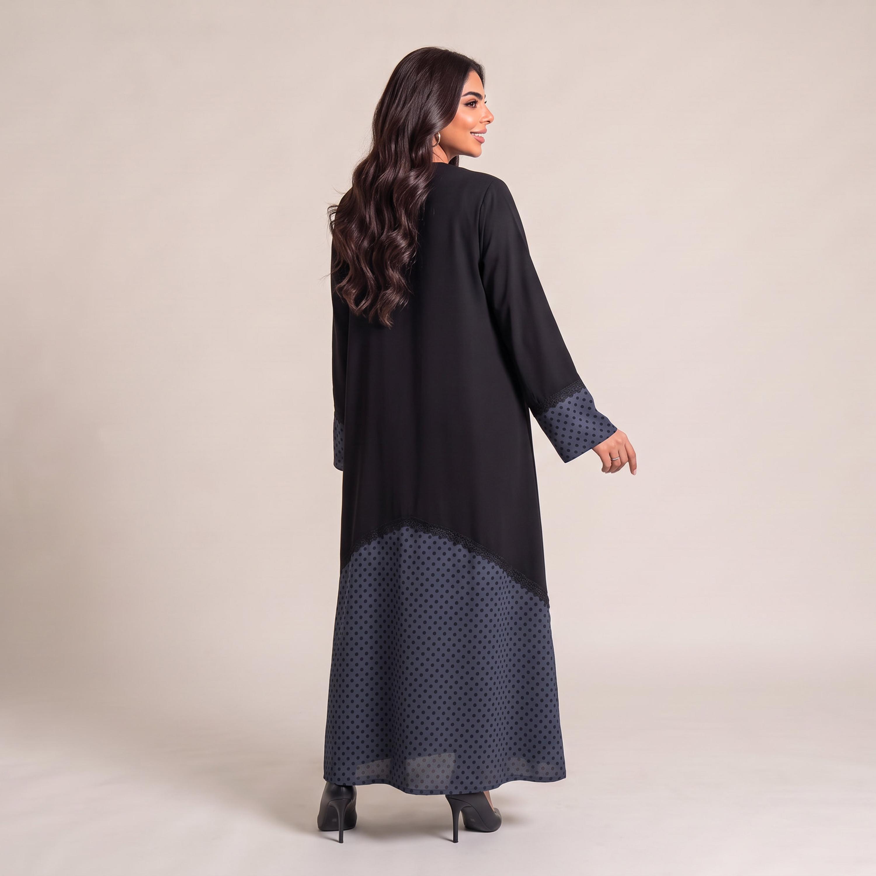 عباية نسائية من إيليغانت حجاب باللون الأسود بنقشة نقاط البولكا من الشيفون مع حجاب-women-arabicclothing-abayas-image-4