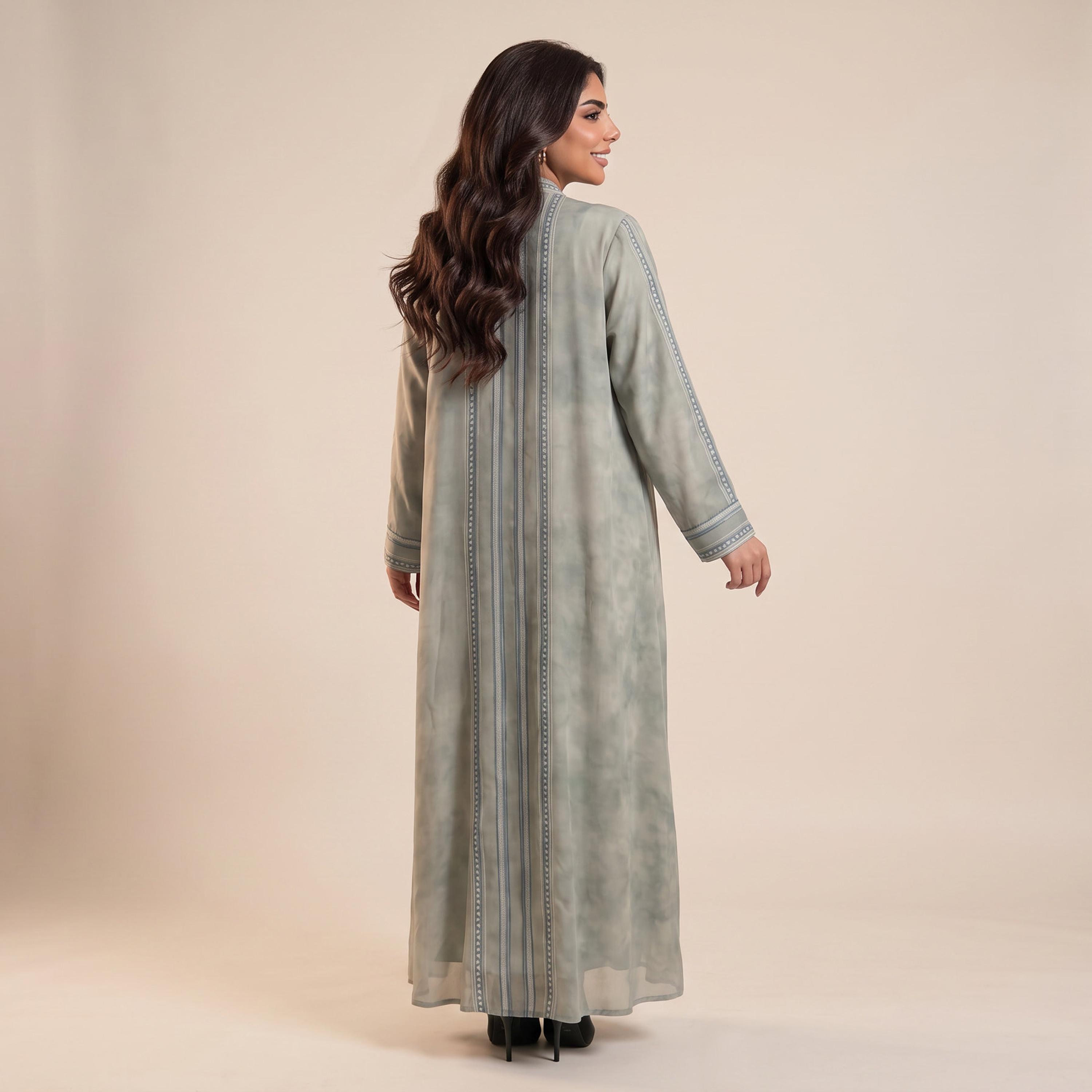 Elegant Hijab Grey Crepe Women's Abaya with Hijab-women-arabicclothing-abayas-image-4