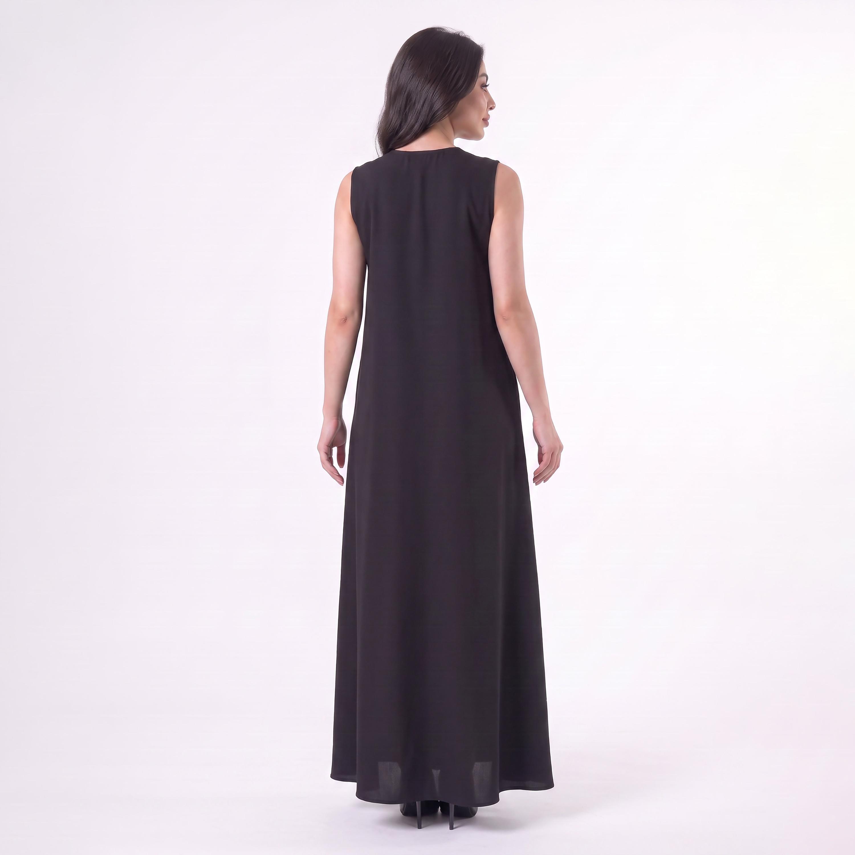 فستان داخلي لعباءة نسائية كريب باللون الأسود من أليجانت حجاب-women-arabicclothing-abayainner-image-4
