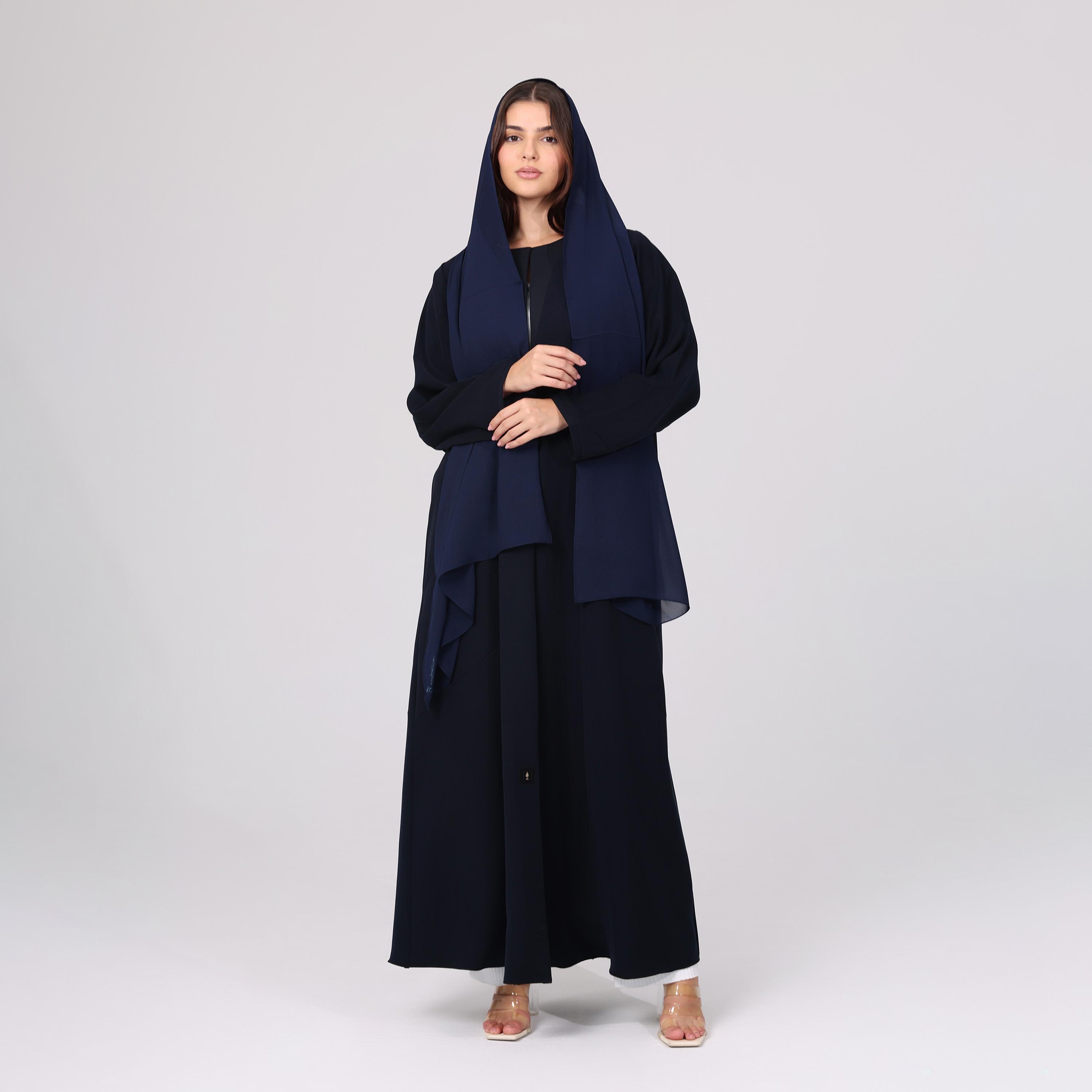 عباءة نسائية باللون الأزرق مع حجاب من إككسا.-women-arabicclothing-abayas-image-1
