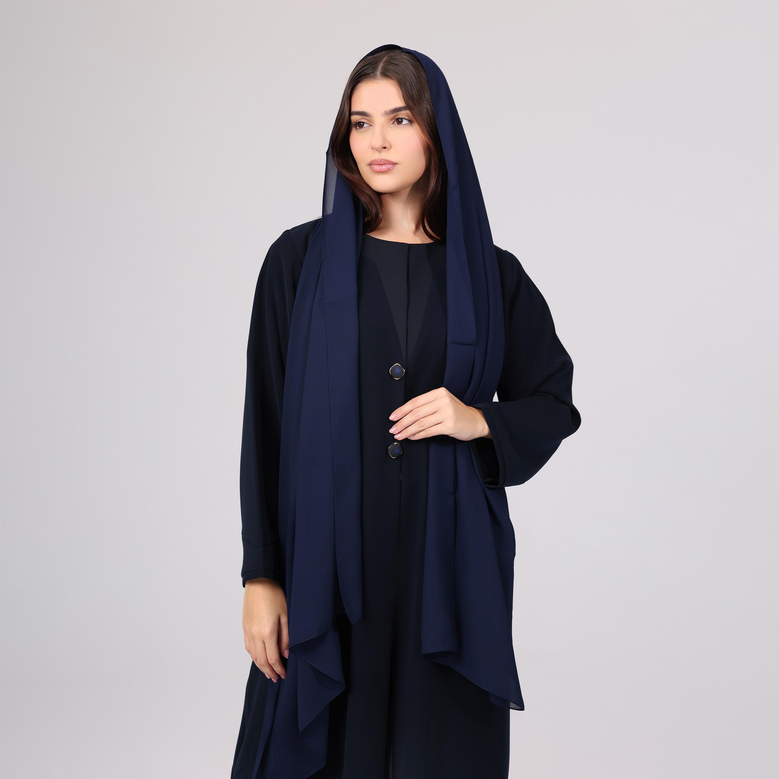 عباءة نسائية باللون الأزرق مع حجاب من إككسا.-women-arabicclothing-abayas-image-2