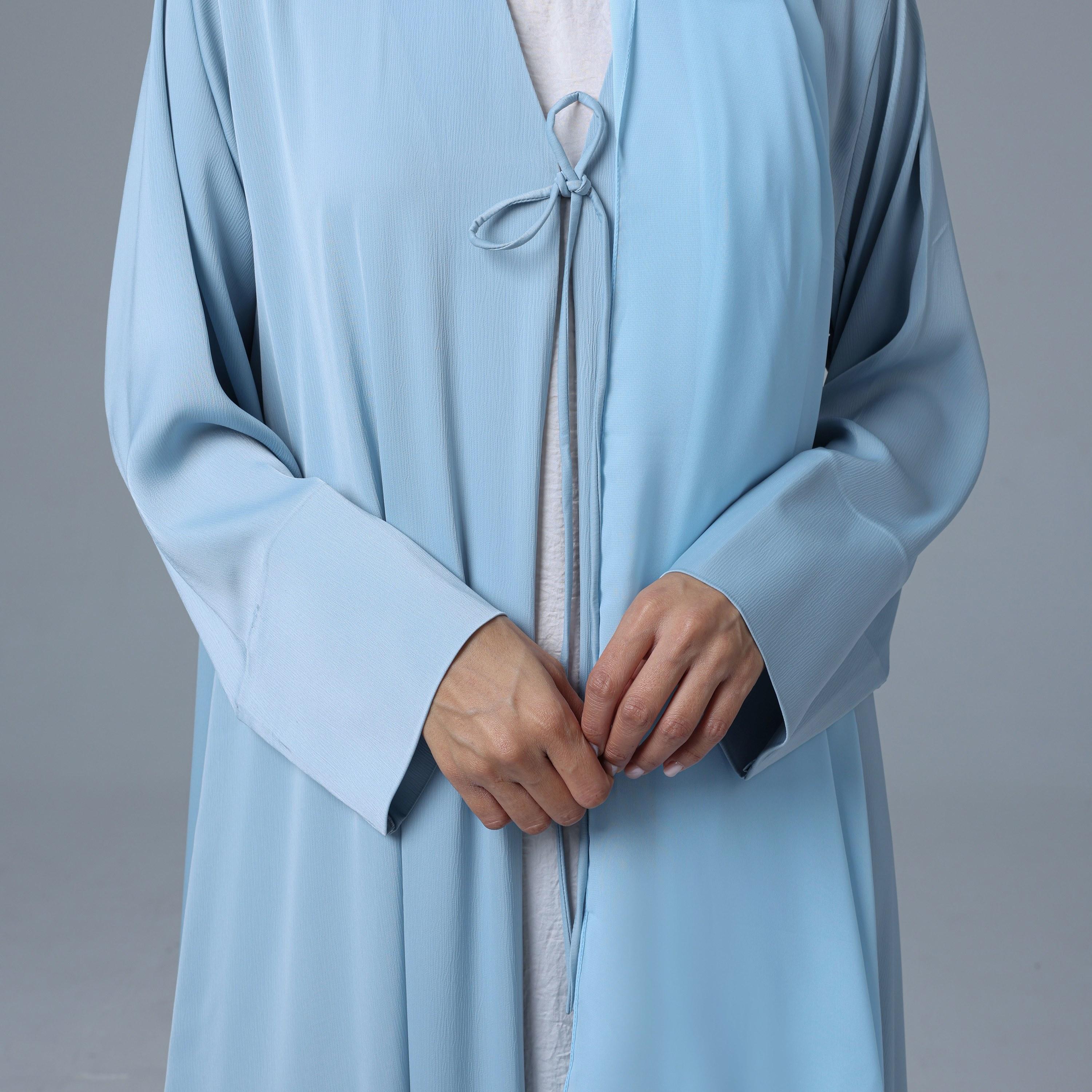 IKKXA Blue Textured Women's Abaya with Hijab-women-arabicclothing-abayas-image-3