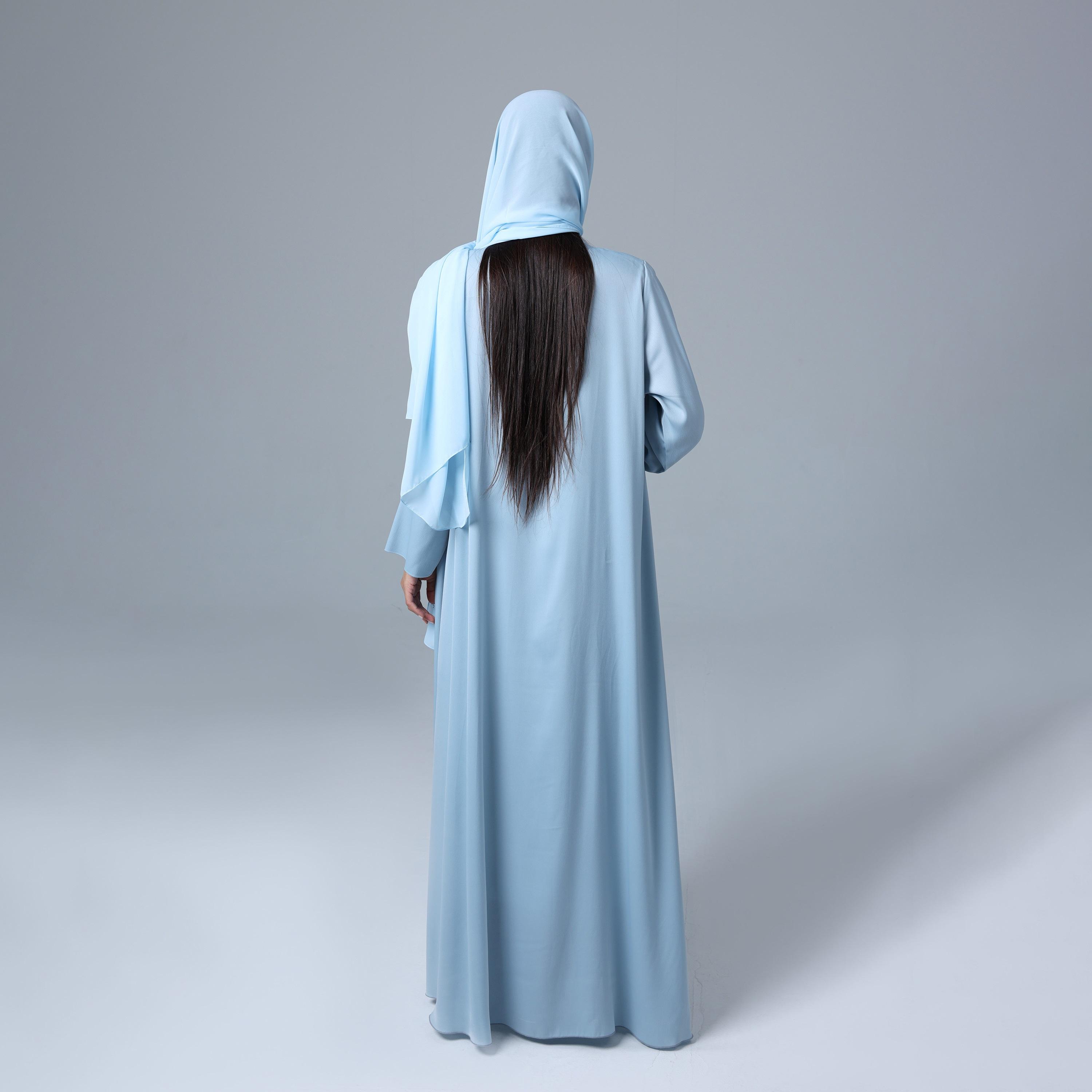 IKKXA Blue Textured Women's Abaya with Hijab-women-arabicclothing-abayas-image-5