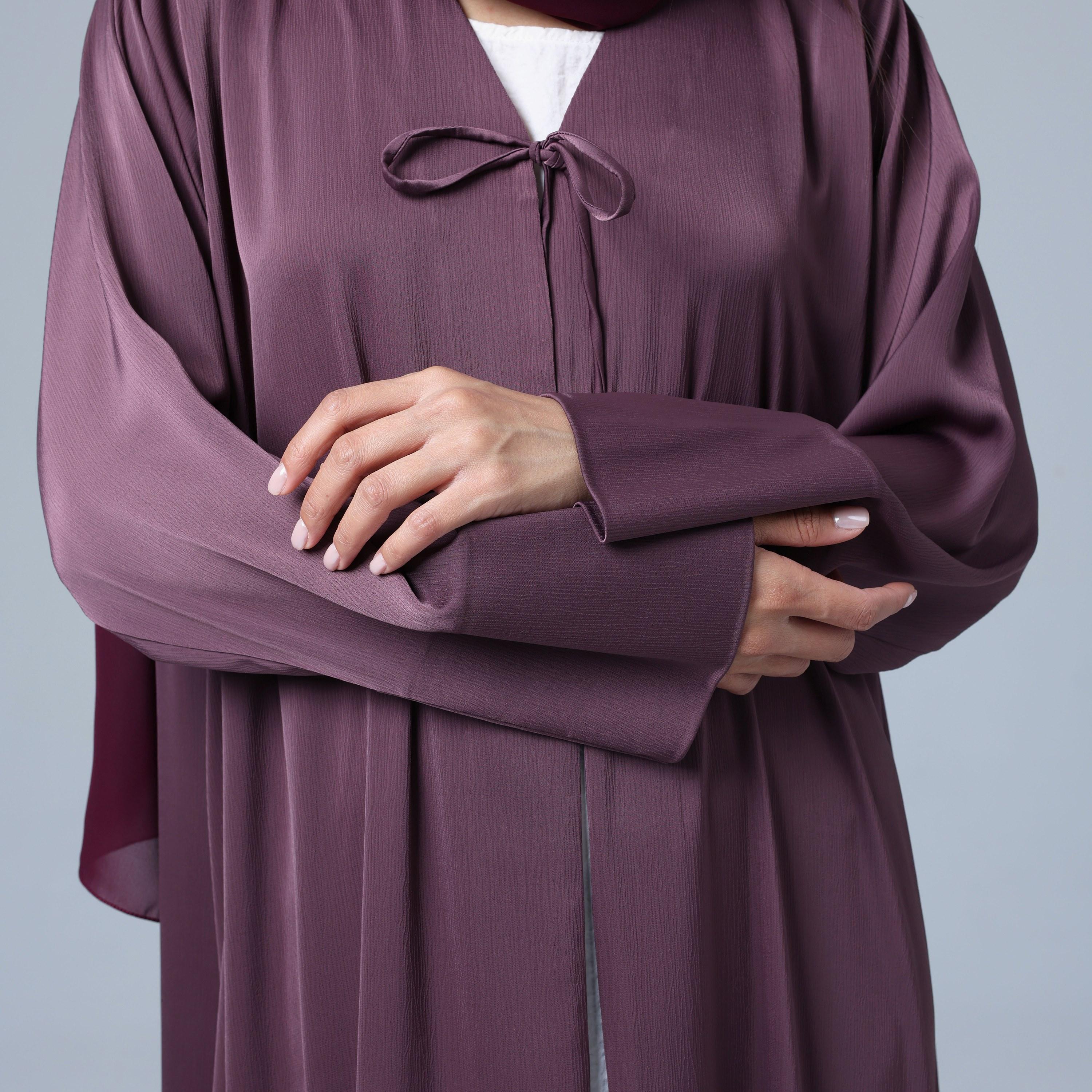 IKKXA Purple Textured Women's Abaya with Hijab-women-arabicclothing-abayas-image-3