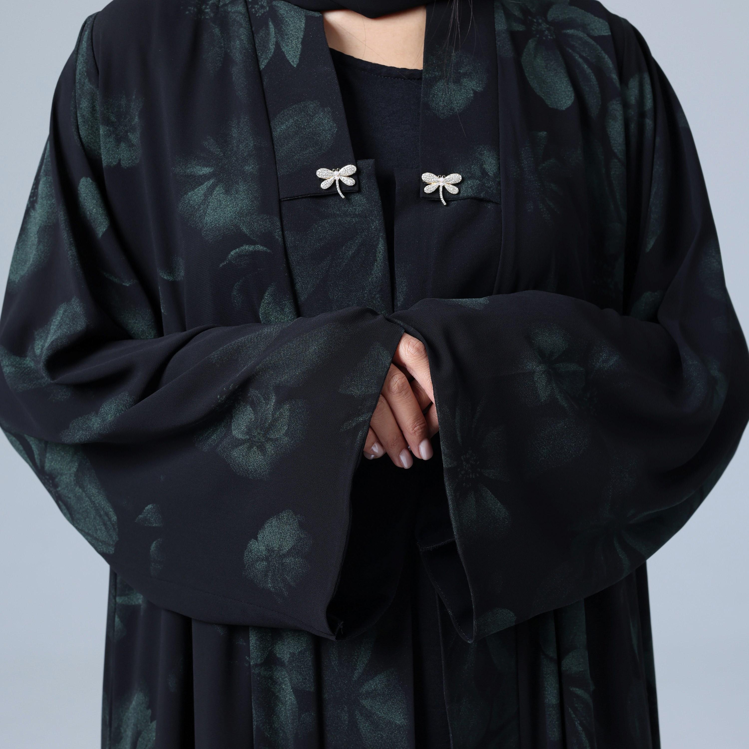 IKKXA Floral Wide Sleeves Chiffon Women's Abaya with Hijab-women-arabicclothing-abayas-image-3