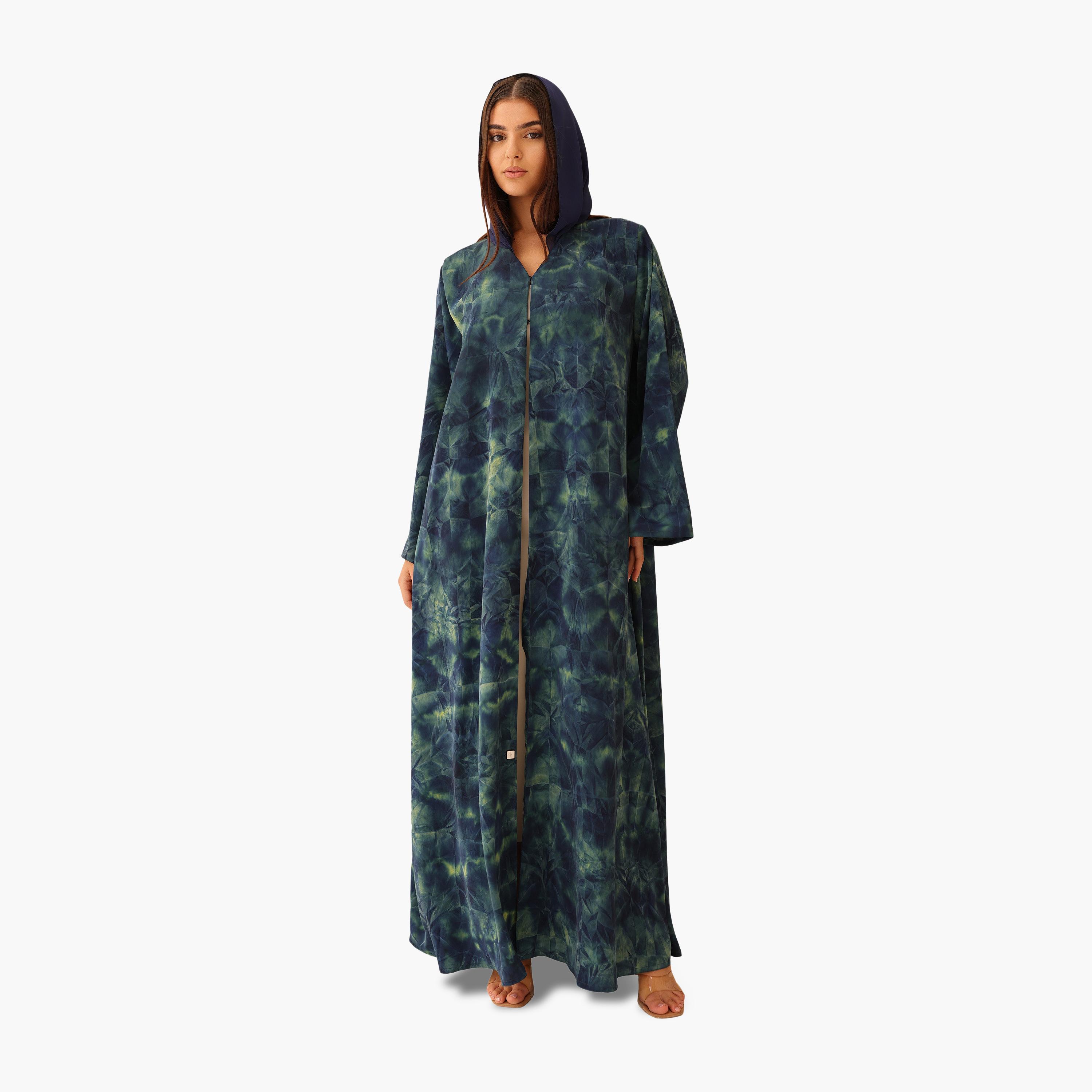 عباية باللون الرمادي بطبعات زهرية مع حجاب للنساء من إيكسا-women-arabicclothing-abayas-image-6