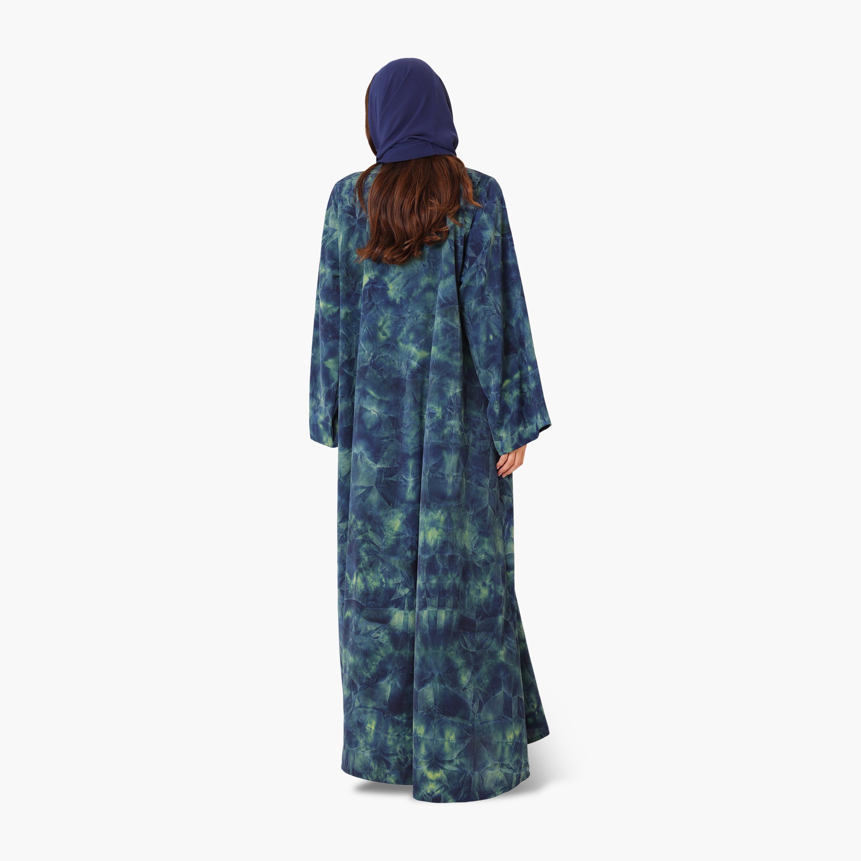 عباية باللون الرمادي بطبعات زهرية مع حجاب للنساء من إيكسا-women-arabicclothing-abayas-image-10