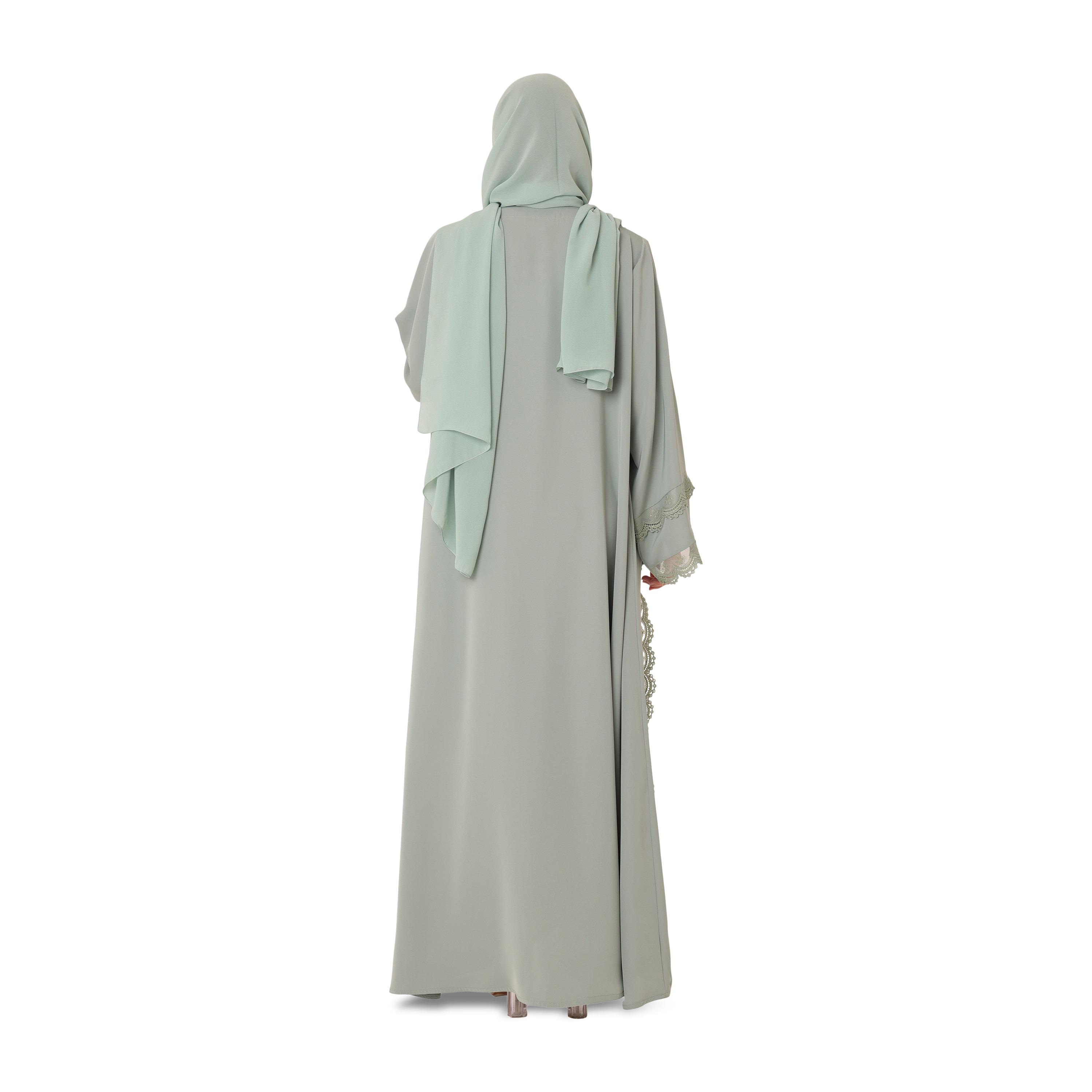 IKKXA Scalloped Lace Trim Flared Sleeves Nida Women's Evening Abaya with Hijab-women-arabicclothing-abayas-image-5