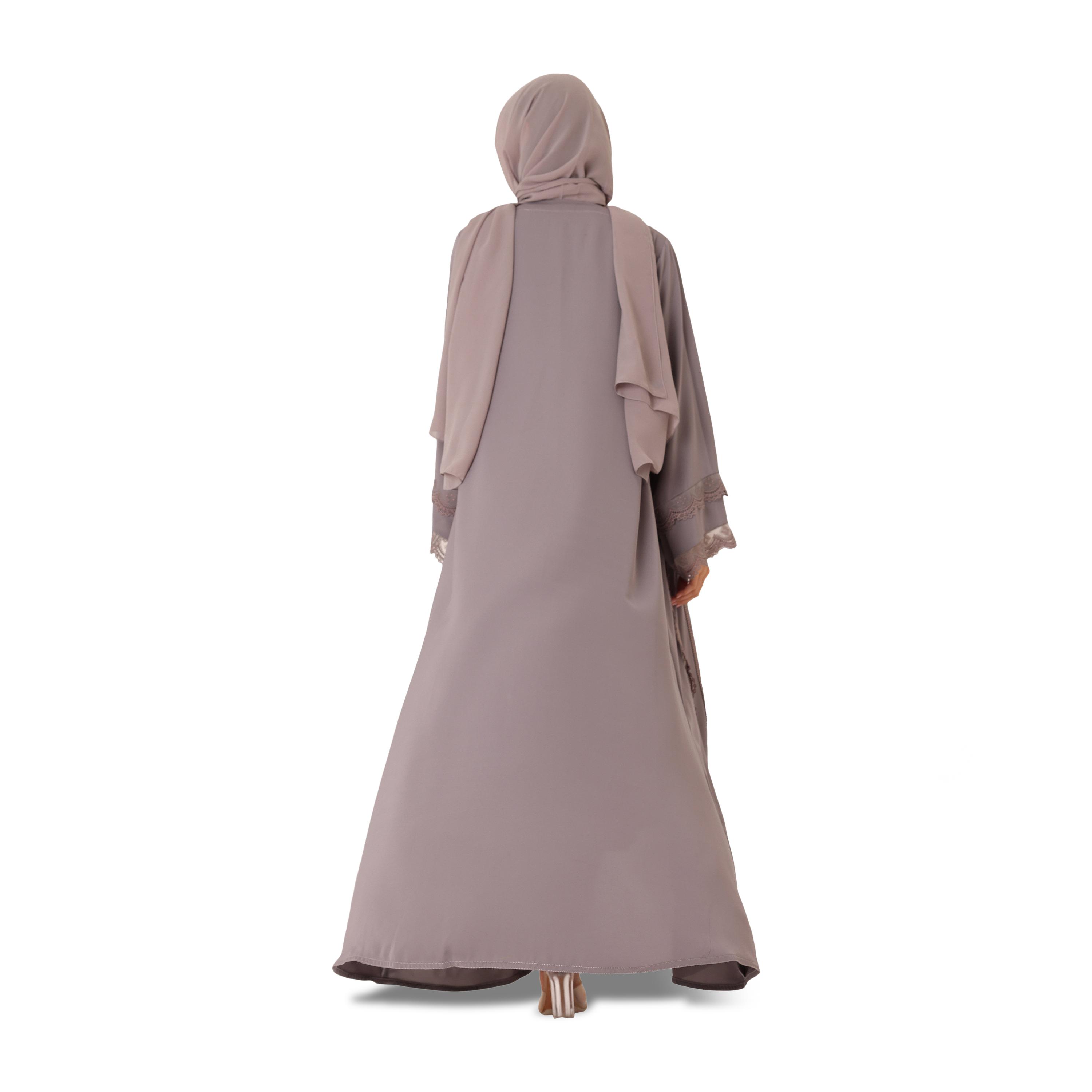عباية نسائية نيدا مسائية مع حجاب مزينة بدانتيل صدفي وأكمام واسعة مع حجاب من إككسا-women-arabicclothing-abayas-image-5