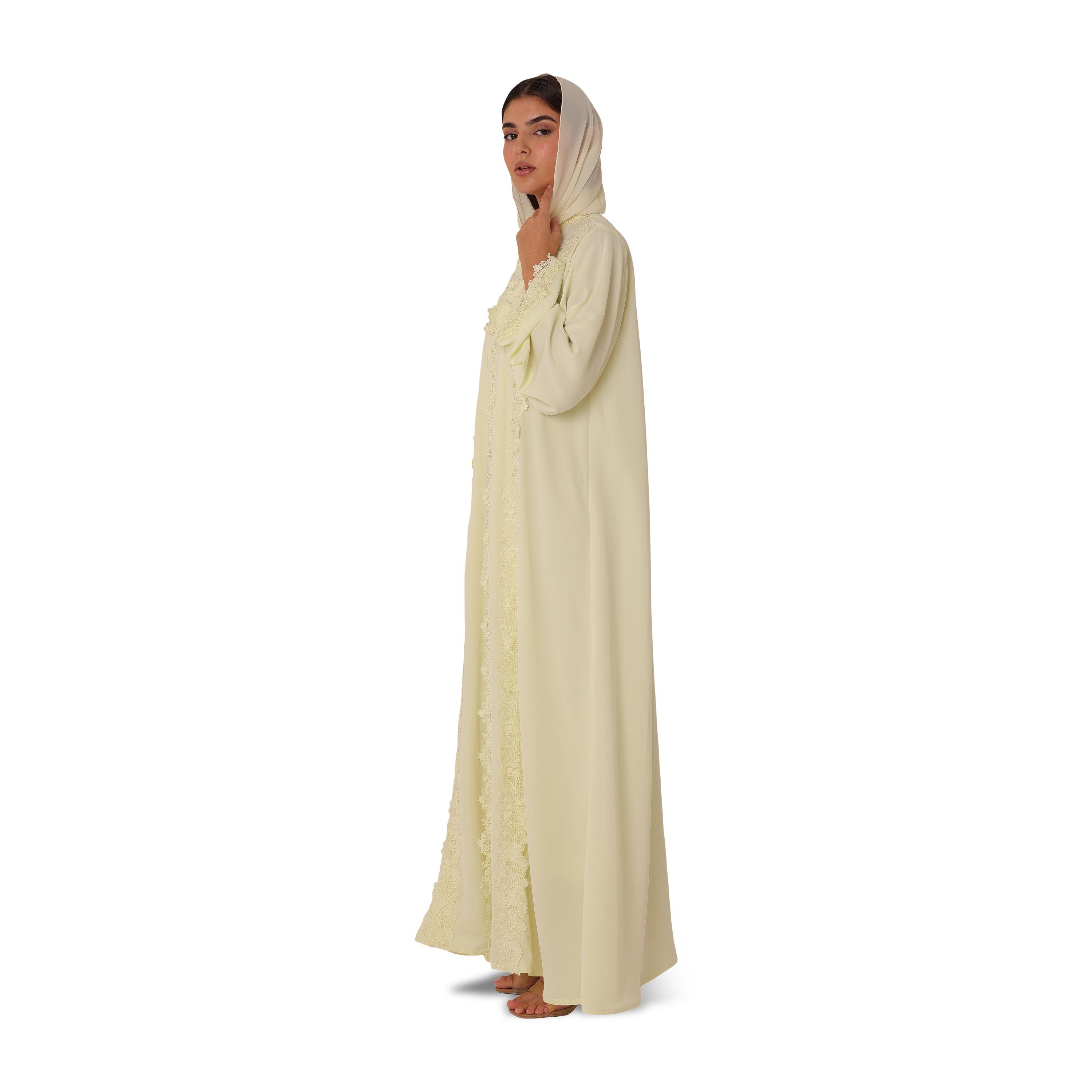 عباية نسائية نيدا مسائية مع حجاب مزينة بدانتيل مزهر وأكمام واسعة مع حجاب من إككسا-women-arabicclothing-abayas-image-4
