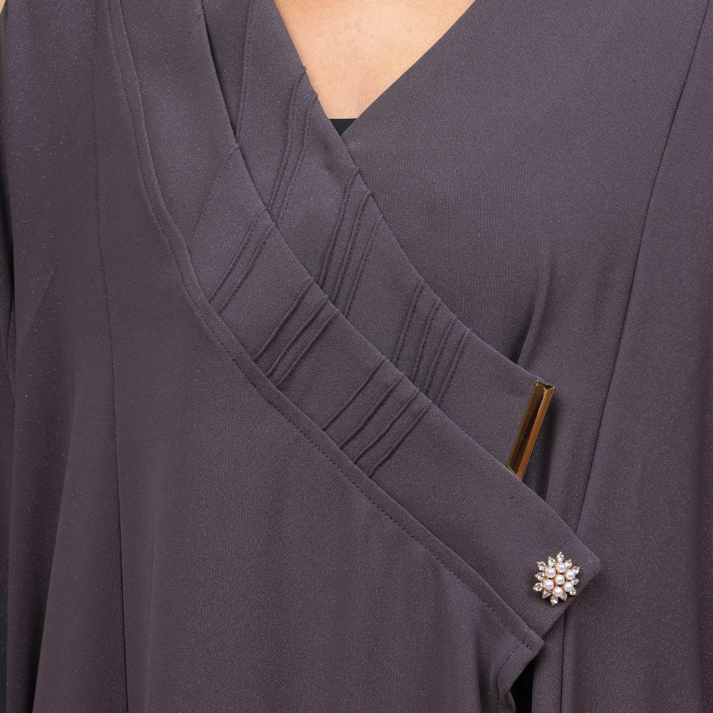 IKKXA Grey Rossio Women's Wrap Style Abaya with Hijab-women-arabicclothing-abayas-image-2