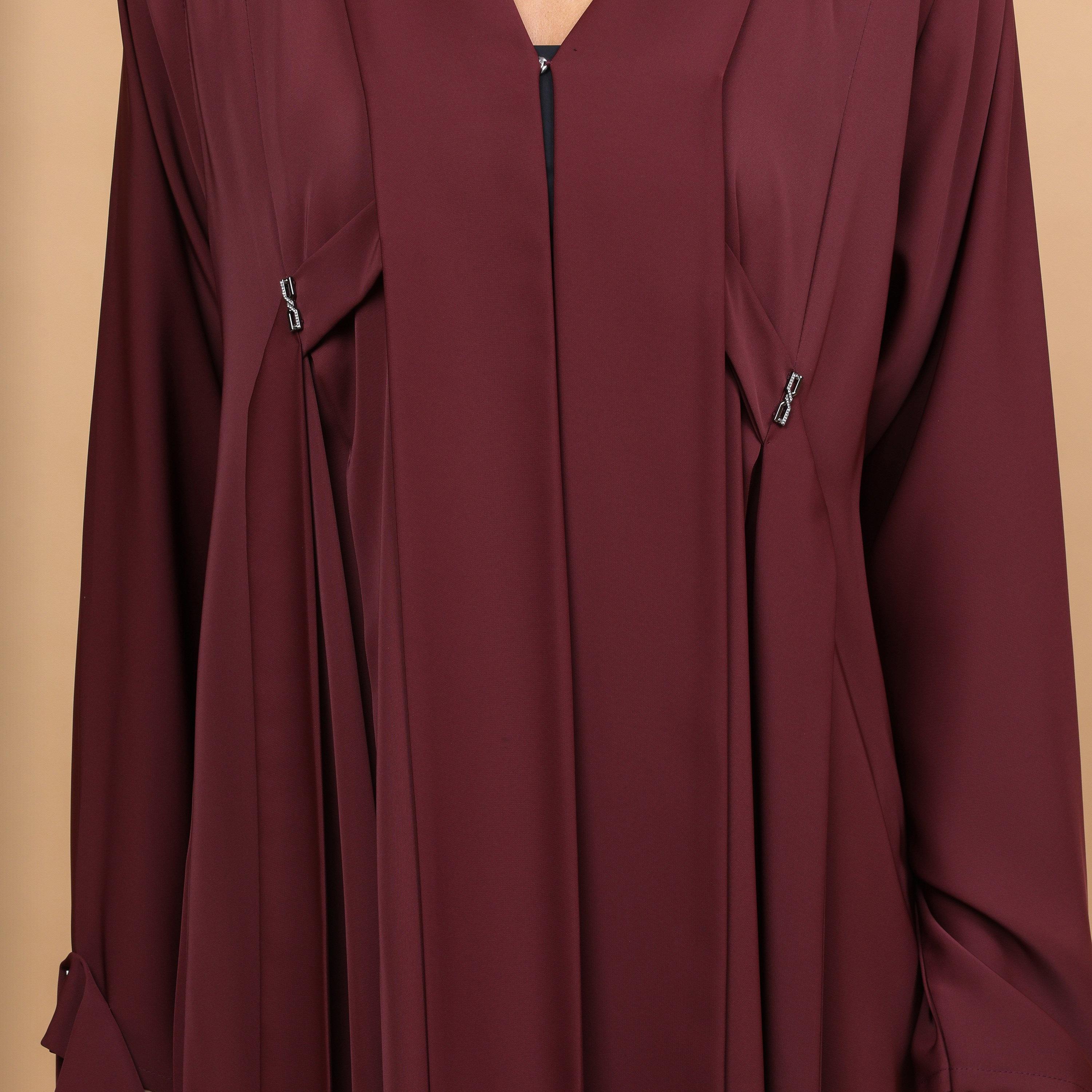 IKKXA Maroon Neda Women's Abaya with Hijab-women-arabicclothing-abayas-image-2