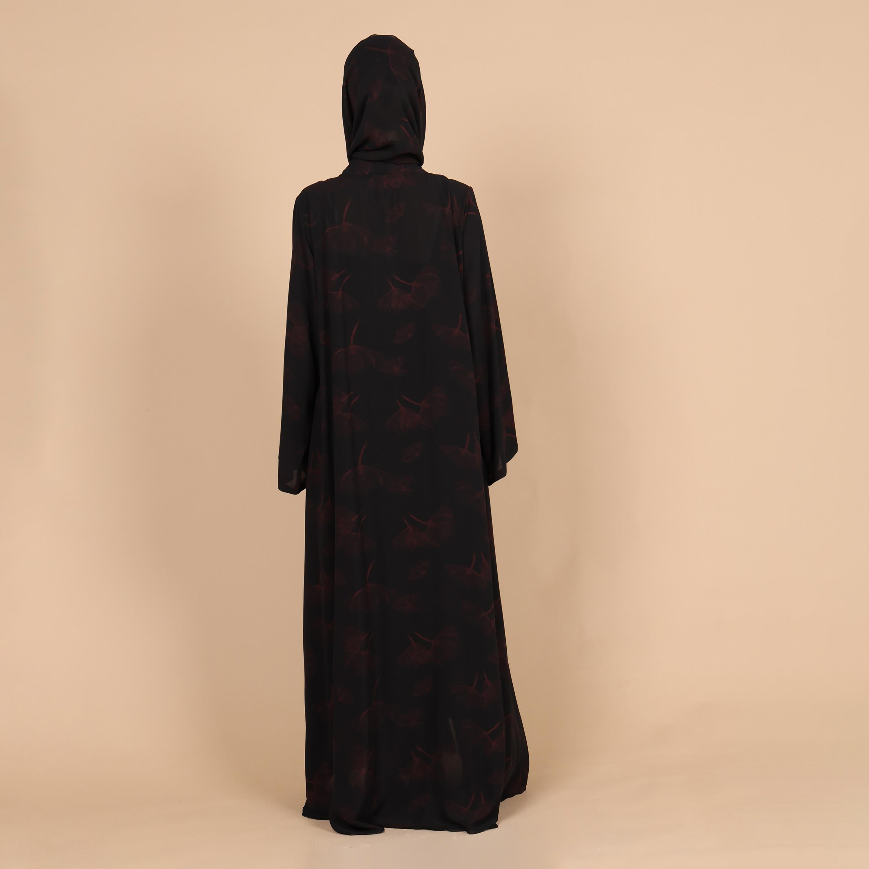 عباية للنساء بطبعة هادئة وأكمام واسعة مع حجاب من إككسا-women-arabicclothing-abayas-image-5