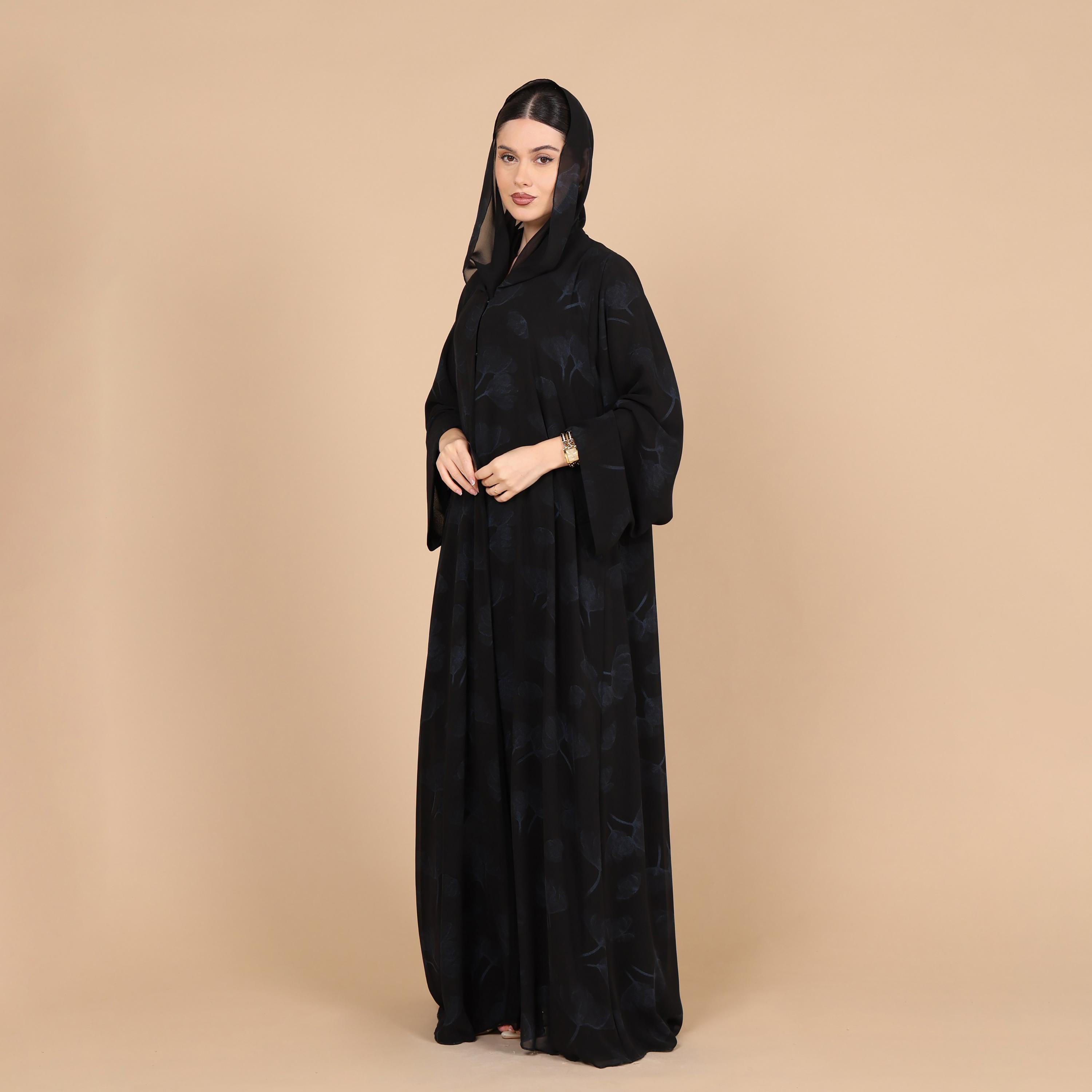 عباية للنساء بطبعة هادئة وأكمام واسعة مع حجاب من إككسا-women-arabicclothing-abayas-image-11