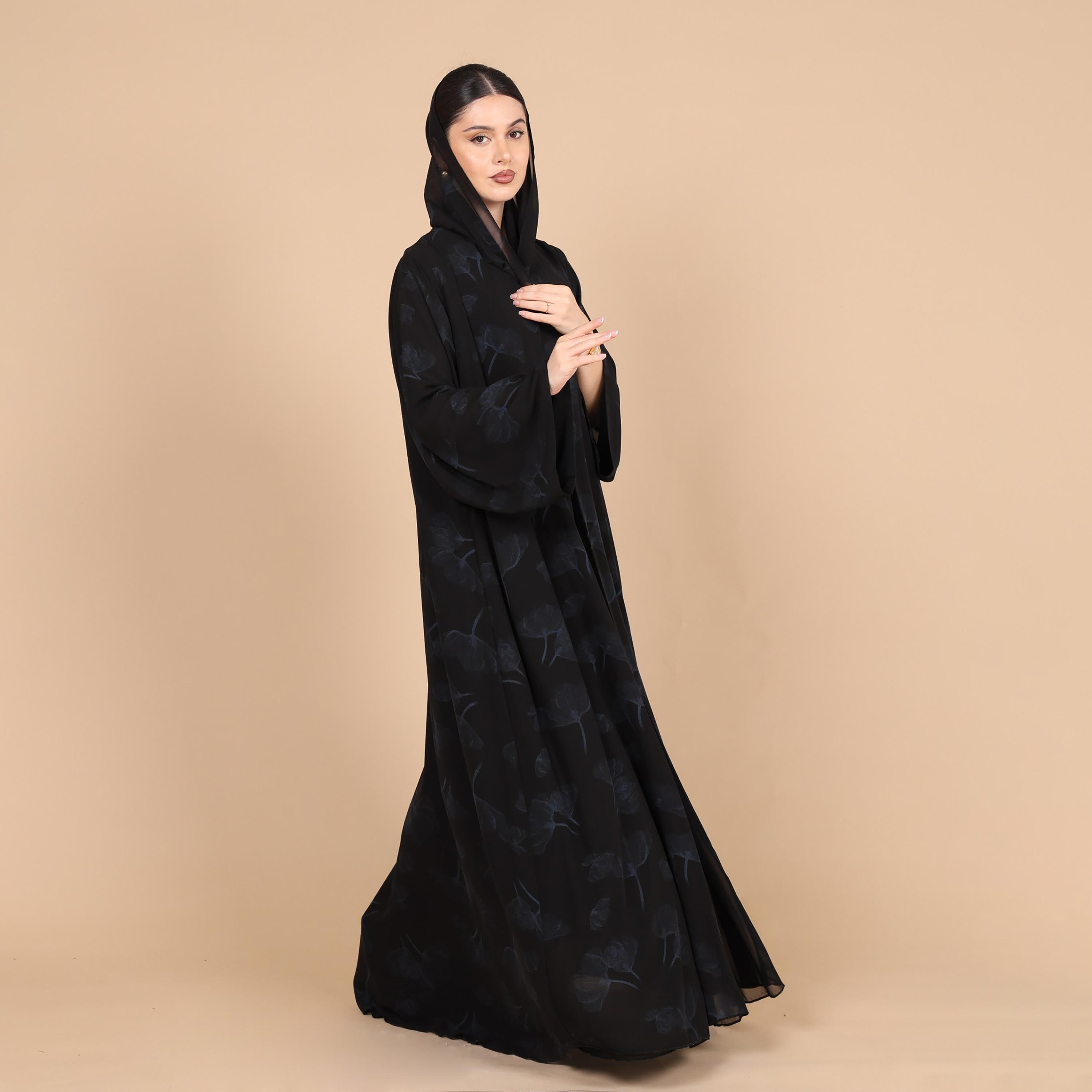 عباية للنساء بطبعة هادئة وأكمام واسعة مع حجاب من إككسا-women-arabicclothing-abayas-image-13