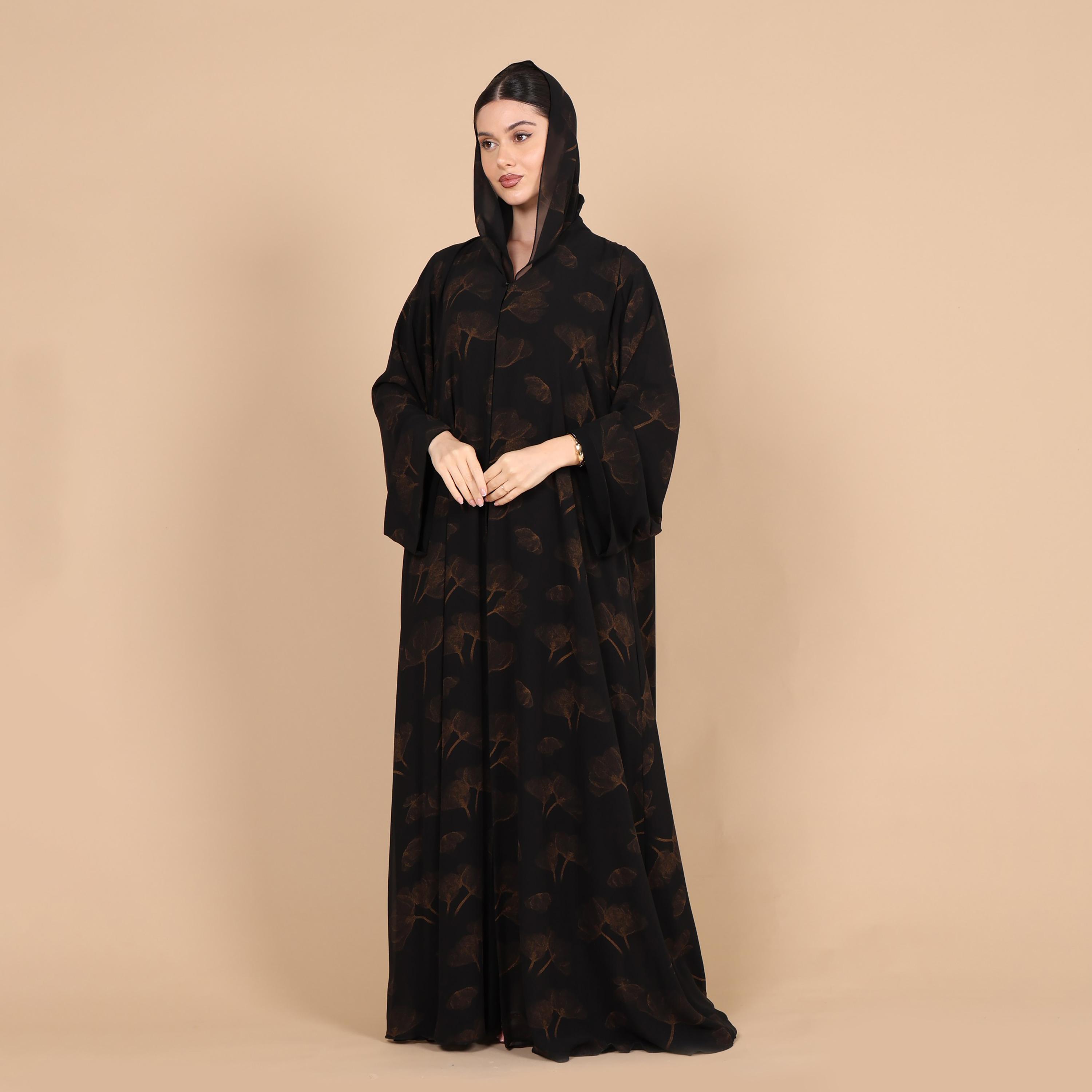 عباية للنساء بطبعة هادئة وأكمام واسعة مع حجاب من إككسا-women-arabicclothing-abayas-image-16