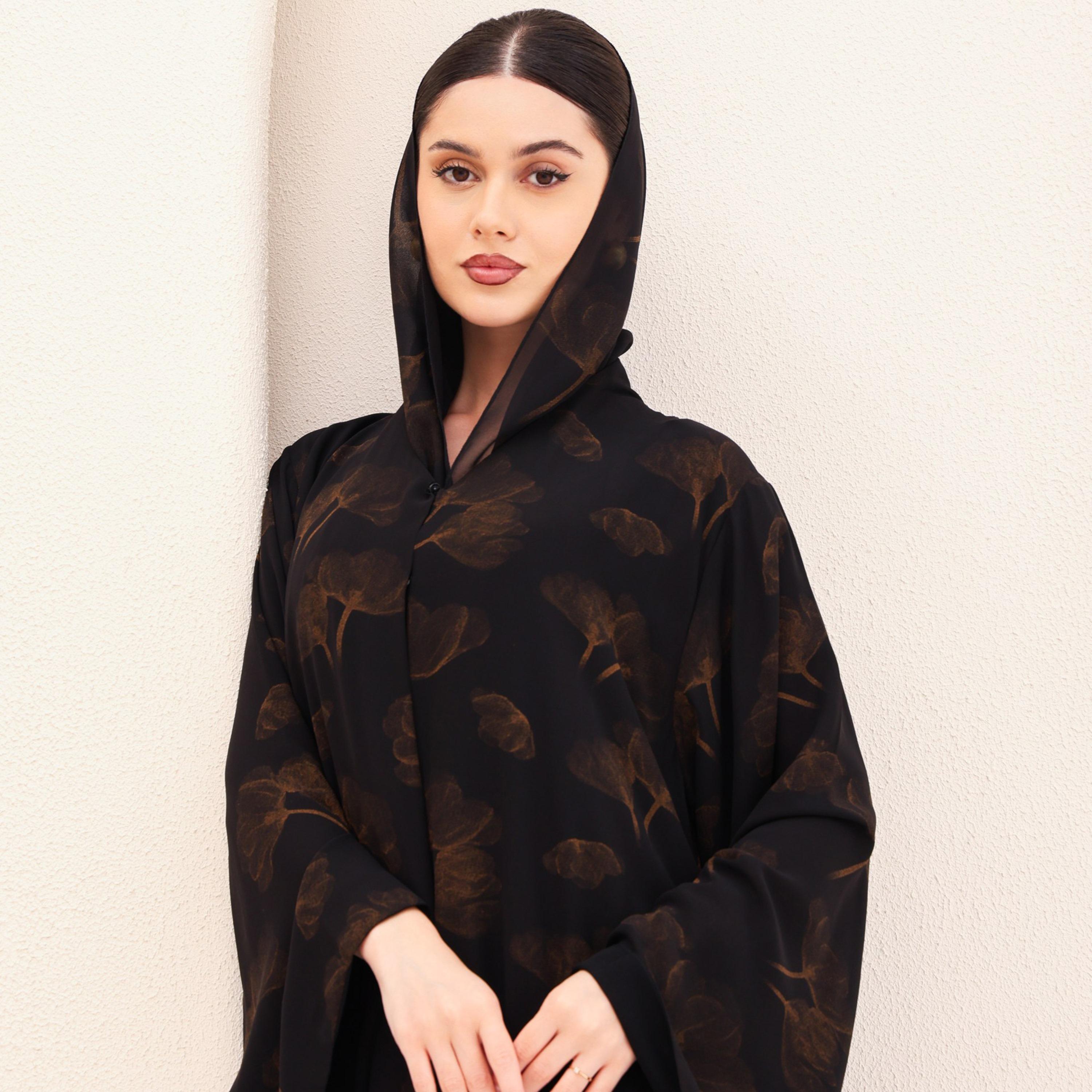 عباية للنساء بطبعة هادئة وأكمام واسعة مع حجاب من إككسا-women-arabicclothing-abayas-image-17