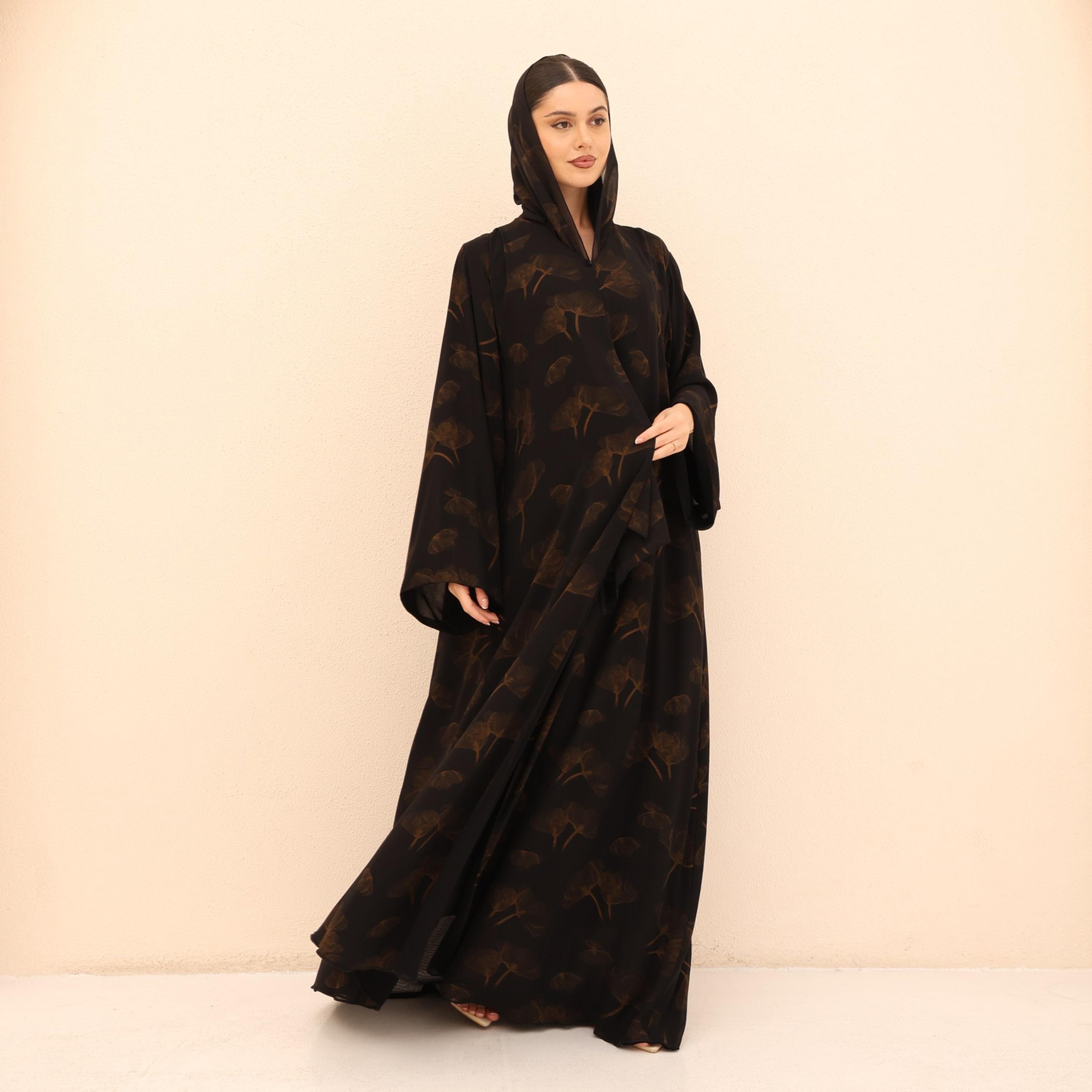 عباية للنساء بطبعة هادئة وأكمام واسعة مع حجاب من إككسا-women-arabicclothing-abayas-image-18