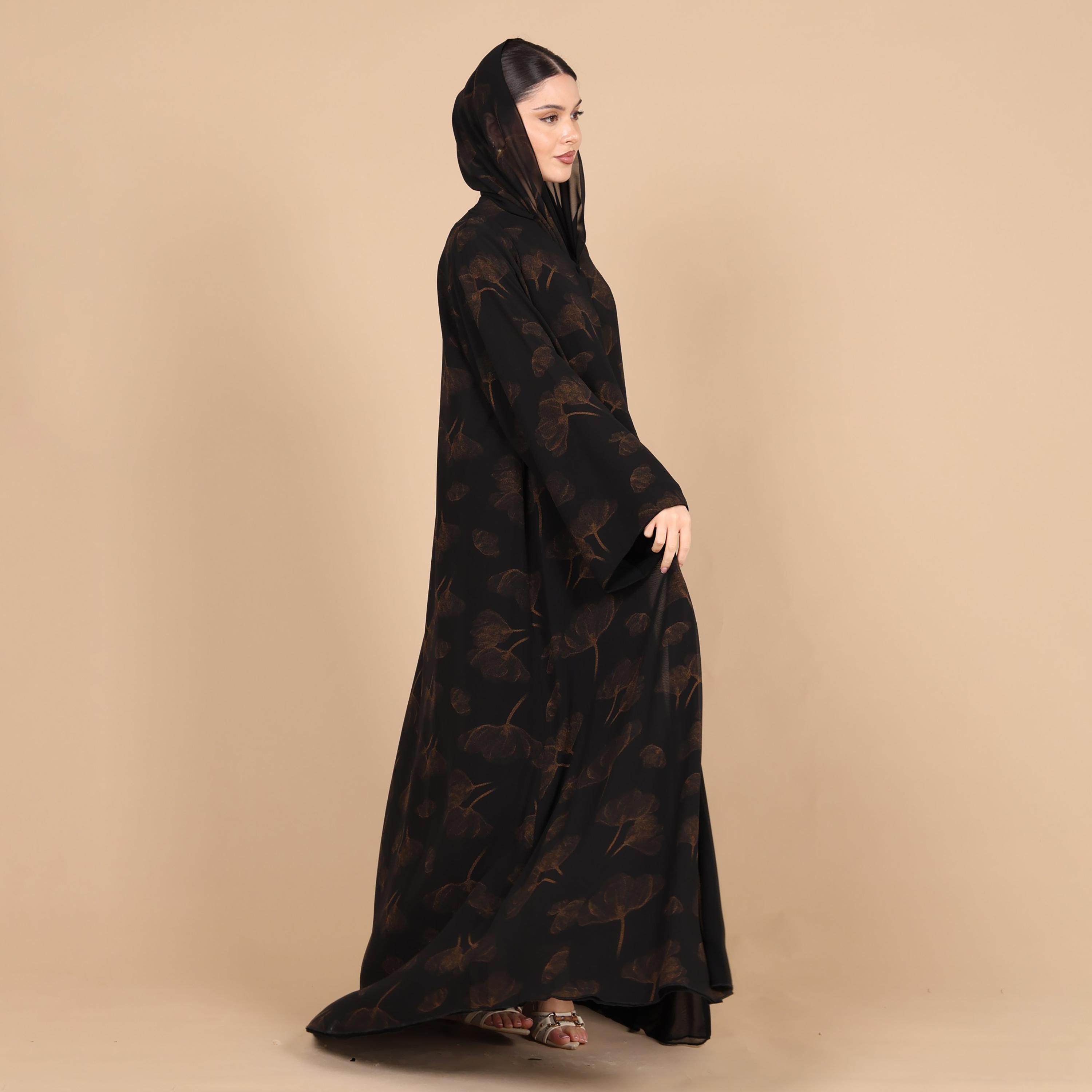 عباية للنساء بطبعة هادئة وأكمام واسعة مع حجاب من إككسا-women-arabicclothing-abayas-image-19