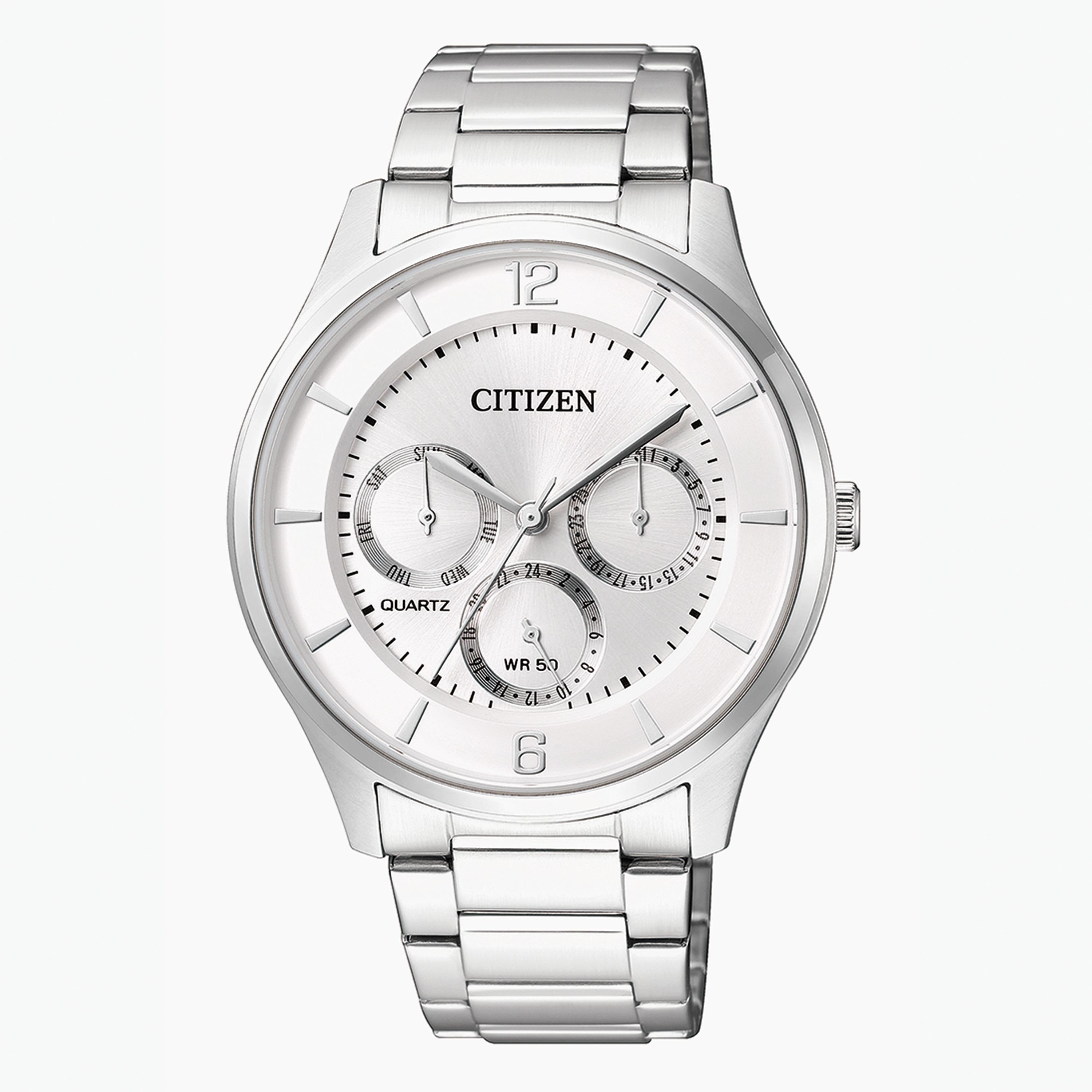 ساعة تناظرية فضيّة اليوم والتاريخ بحزام معدني للرجال من سيتيزن - AG8351 86A-men-watchesandjewellery-watches-image-1
