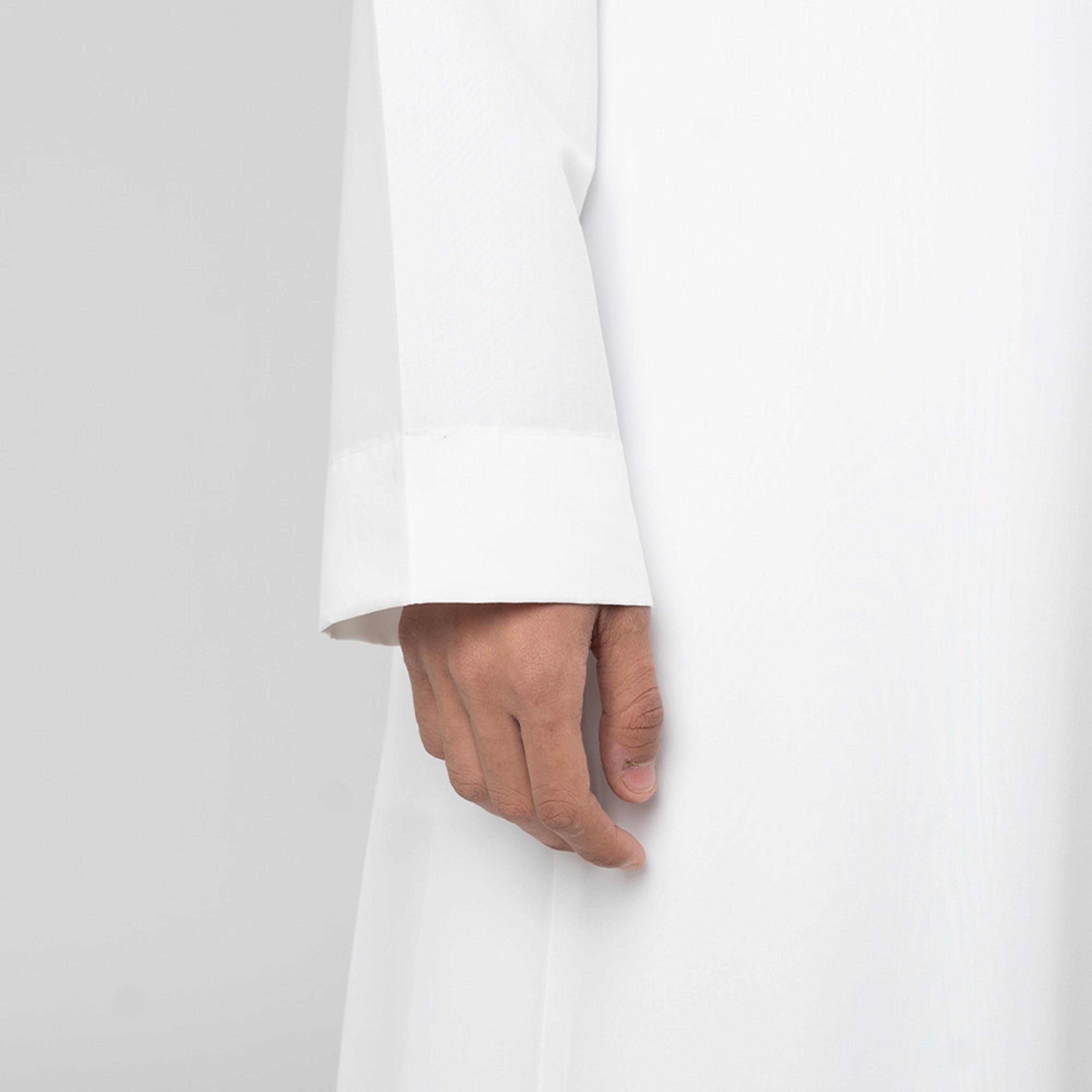 Al Aseel Teen White Plain Saudi Thobe with Hidden Zipper-men-arabicclothing-thobes-image-3
