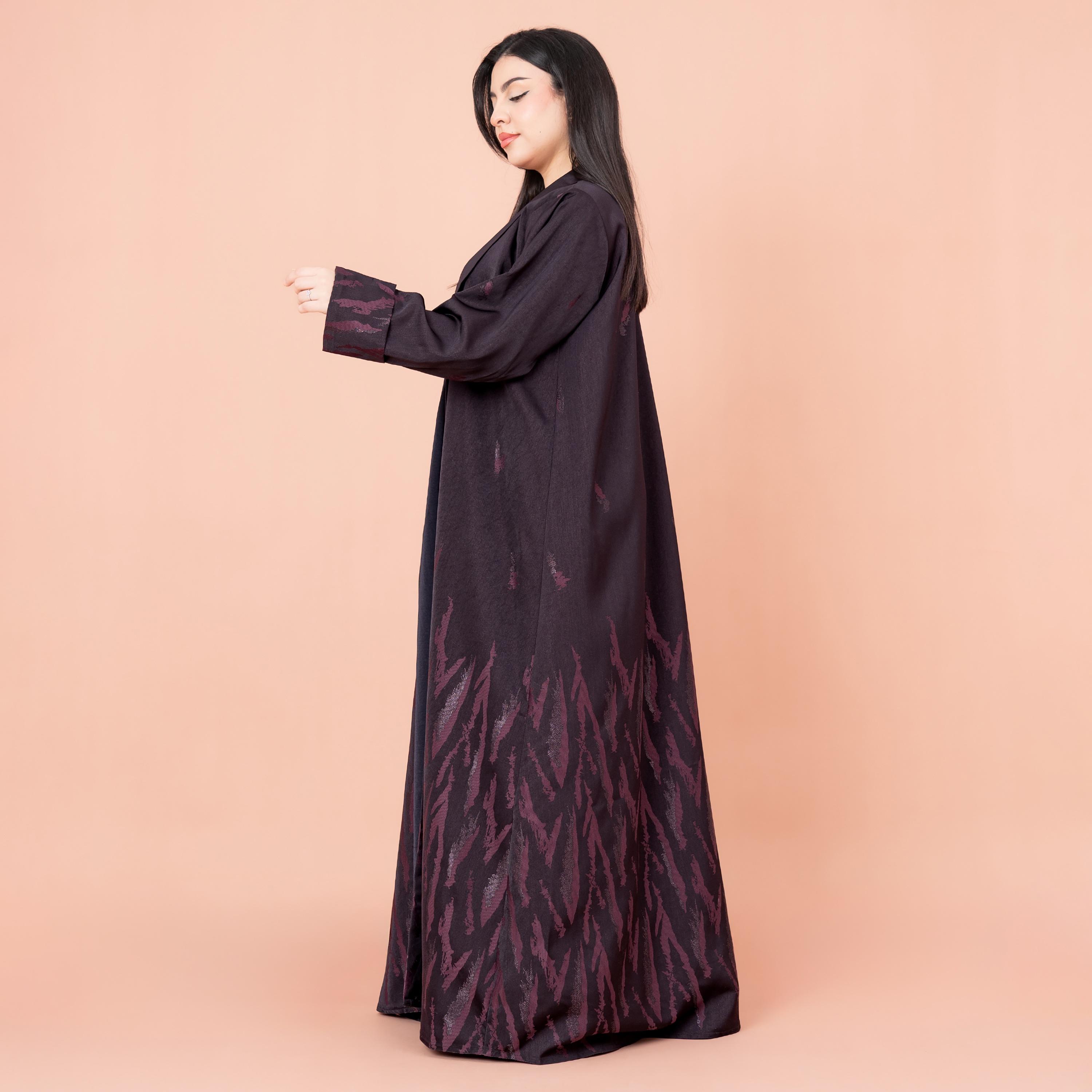 عباية نسائية بنفسجية بأكمام مطوية بتصميم تجريدي من إيككسا-women-arabicclothing-abayas-image-3
