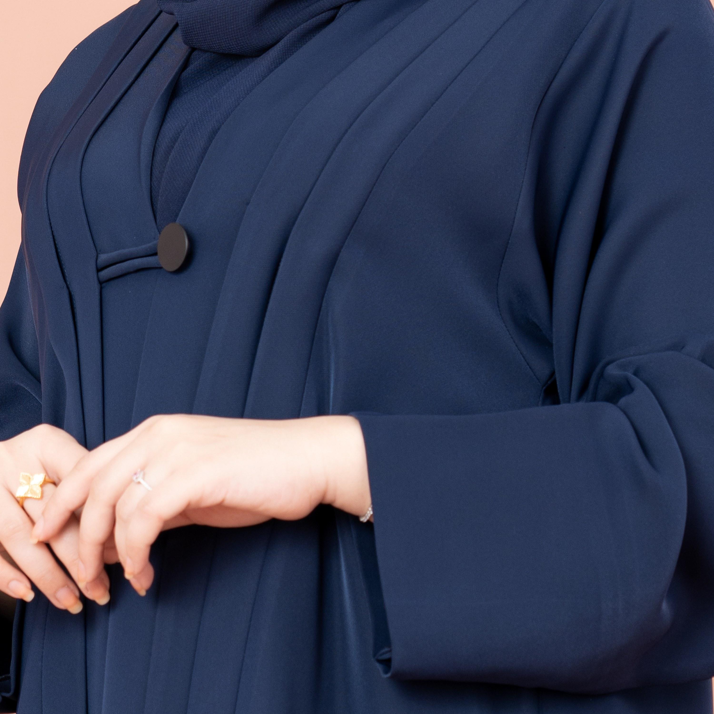 عباية نسائية زرقاء بكسرات مع حجاب من إيككسا-women-arabicclothing-abayas-image-2