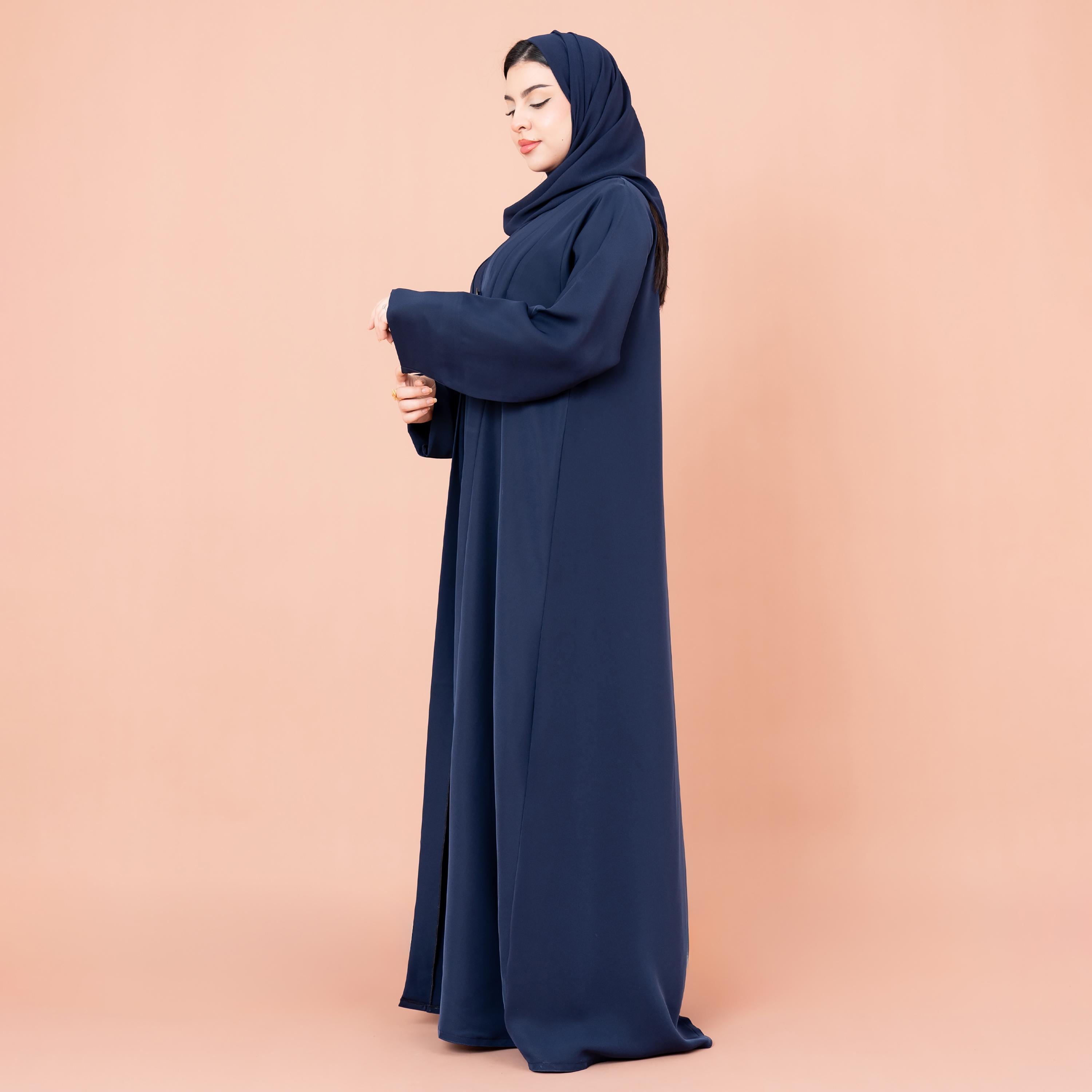 عباية نسائية زرقاء بكسرات مع حجاب من إيككسا-women-arabicclothing-abayas-image-3