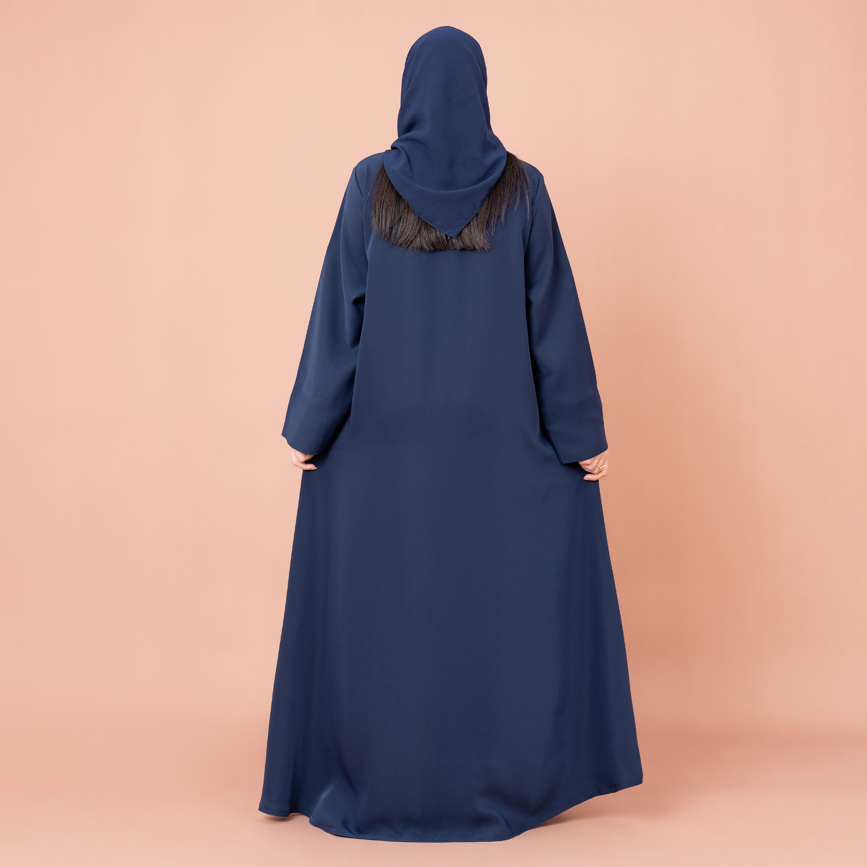 عباية نسائية زرقاء بكسرات مع حجاب من إيككسا-women-arabicclothing-abayas-image-4
