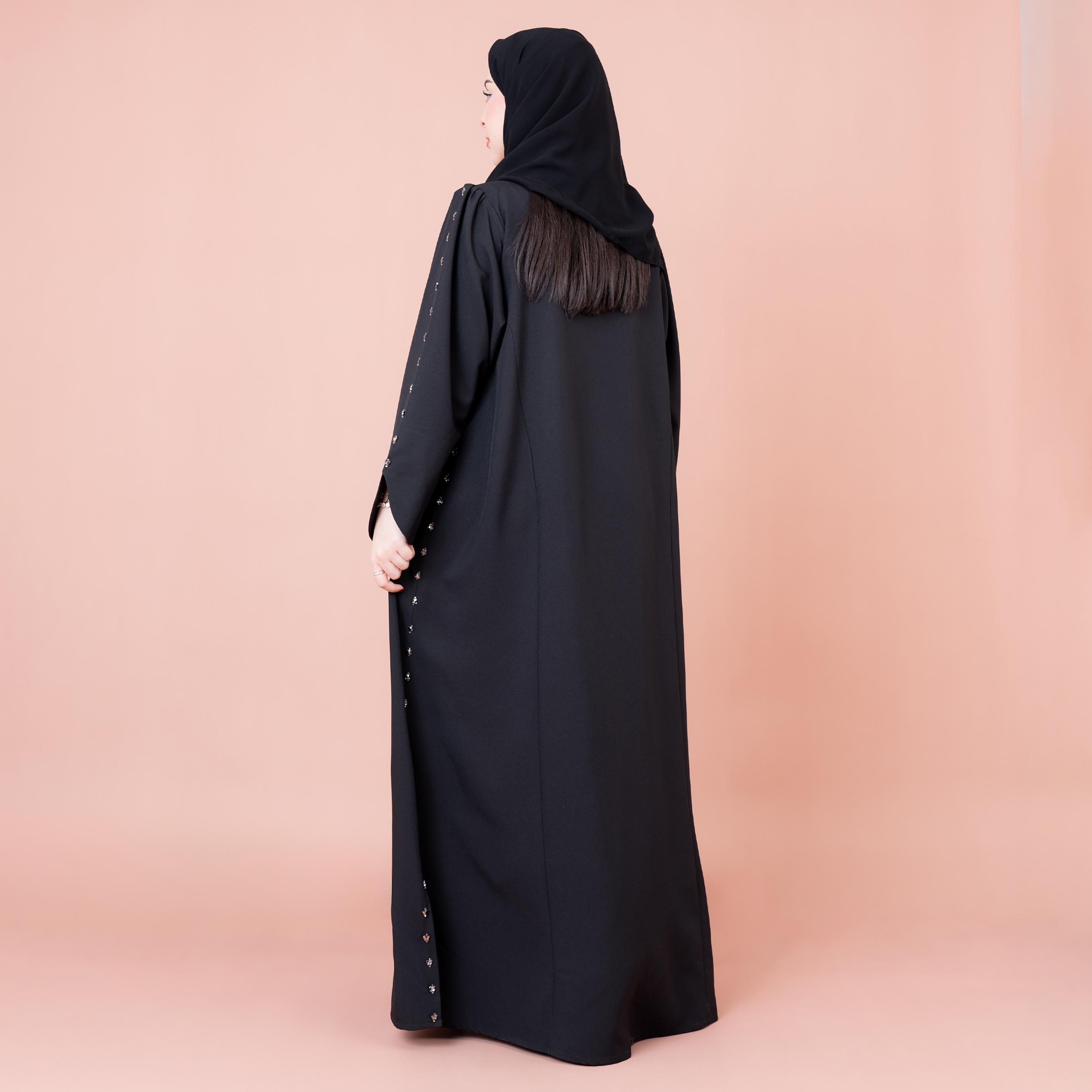 عباية نسائية سوداء فاخرة ومزينة بالخرز مع حجاب من إيككسا-women-arabicclothing-abayas-image-4