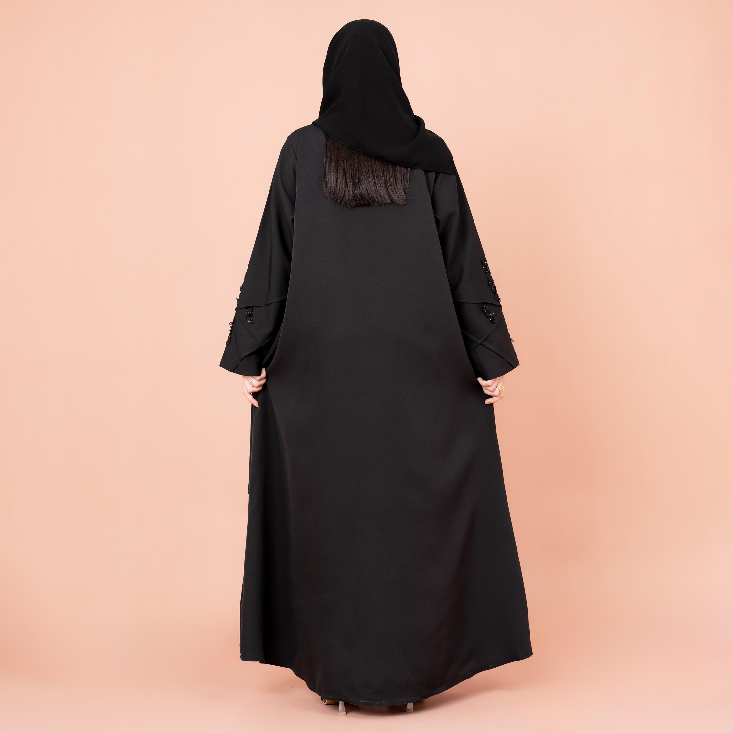 IKKXA Black Beaded Barbie Women's Luxury Abaya with Hijab-women-arabicclothing-abayas-image-4