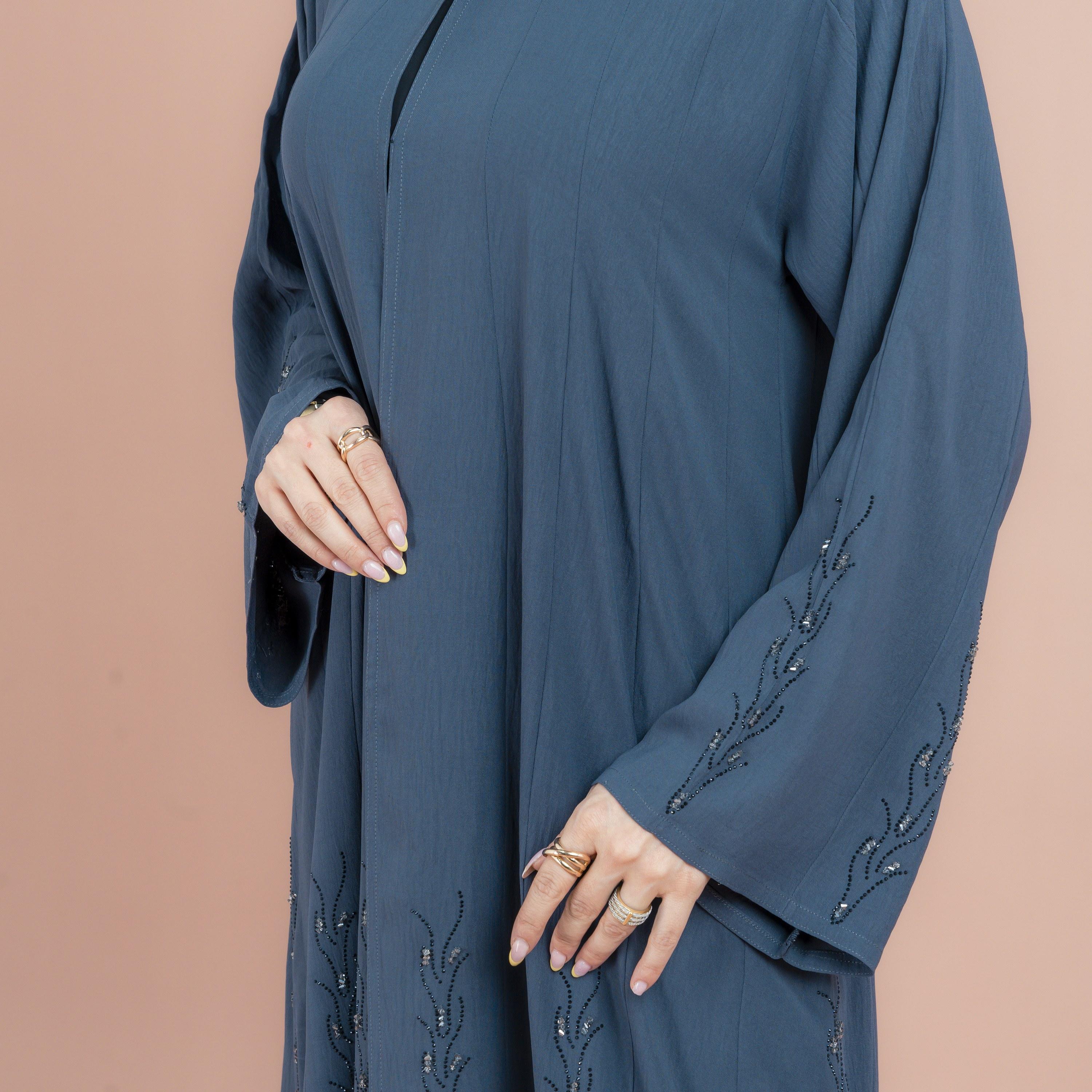 IKKXA Crystal Work Wide Sleeves Women's Abaya with Hijab-women-arabicclothing-abayas-image-2