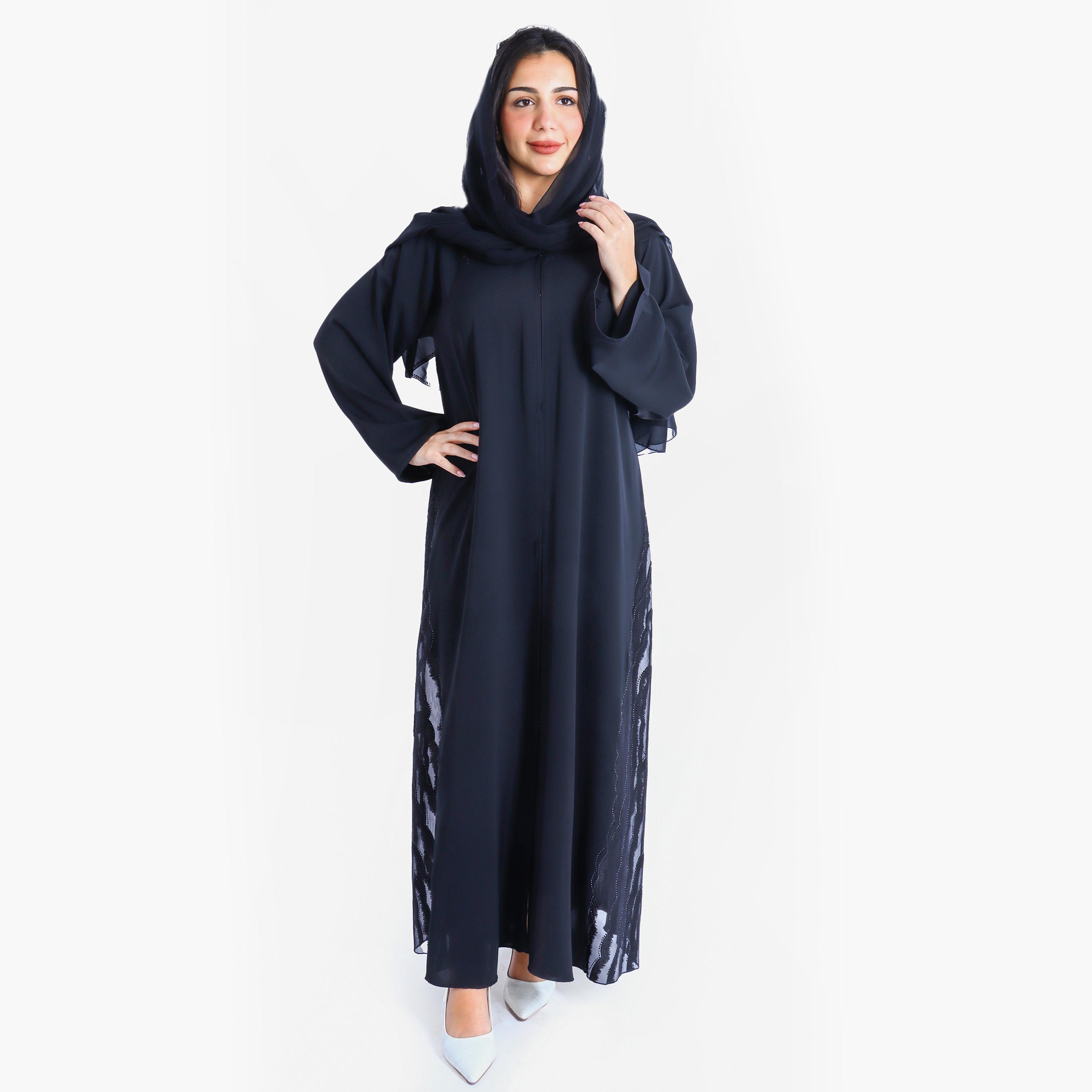 IKKXA Crystal Detail Abaya with Hijab-women-arabicclothing-abayas-image-1